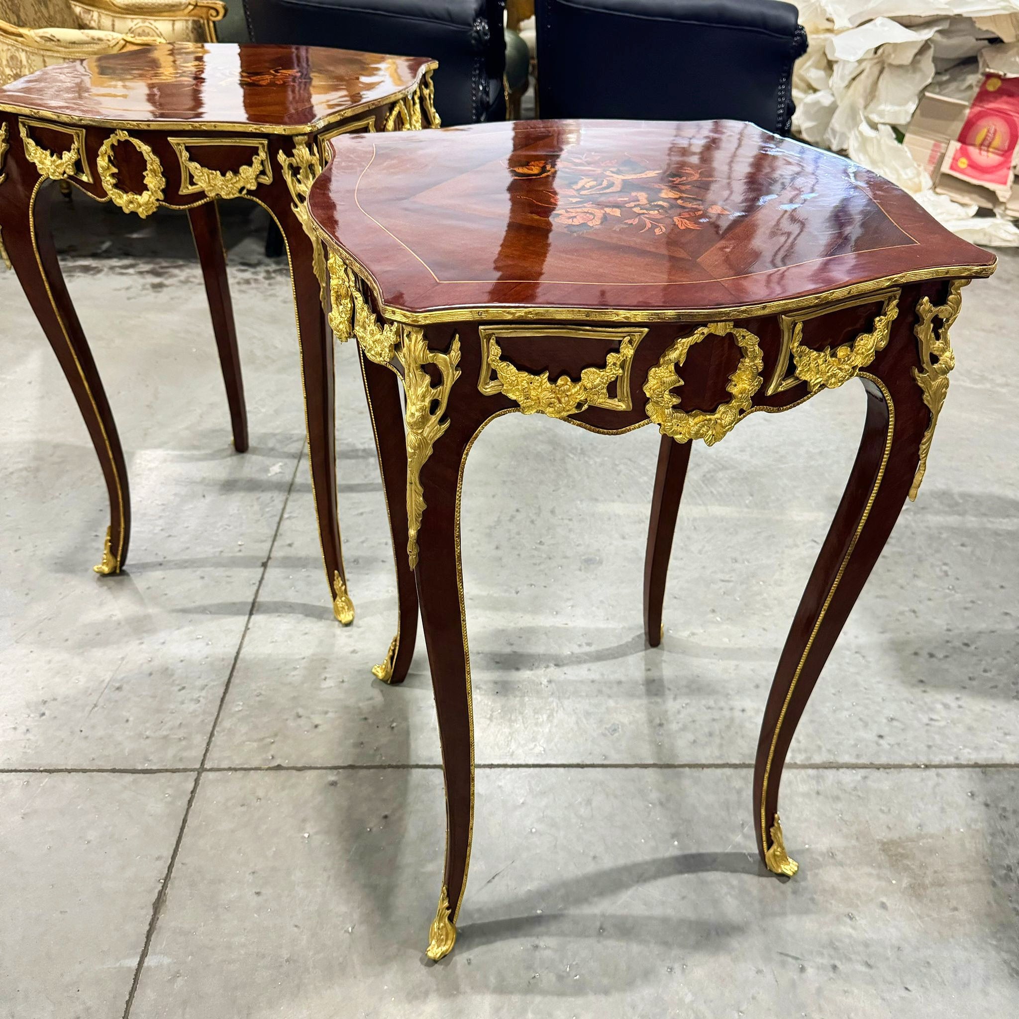 French Style Wood Louis XVI Side Table Gold Leaf Details Furniture Home Decor