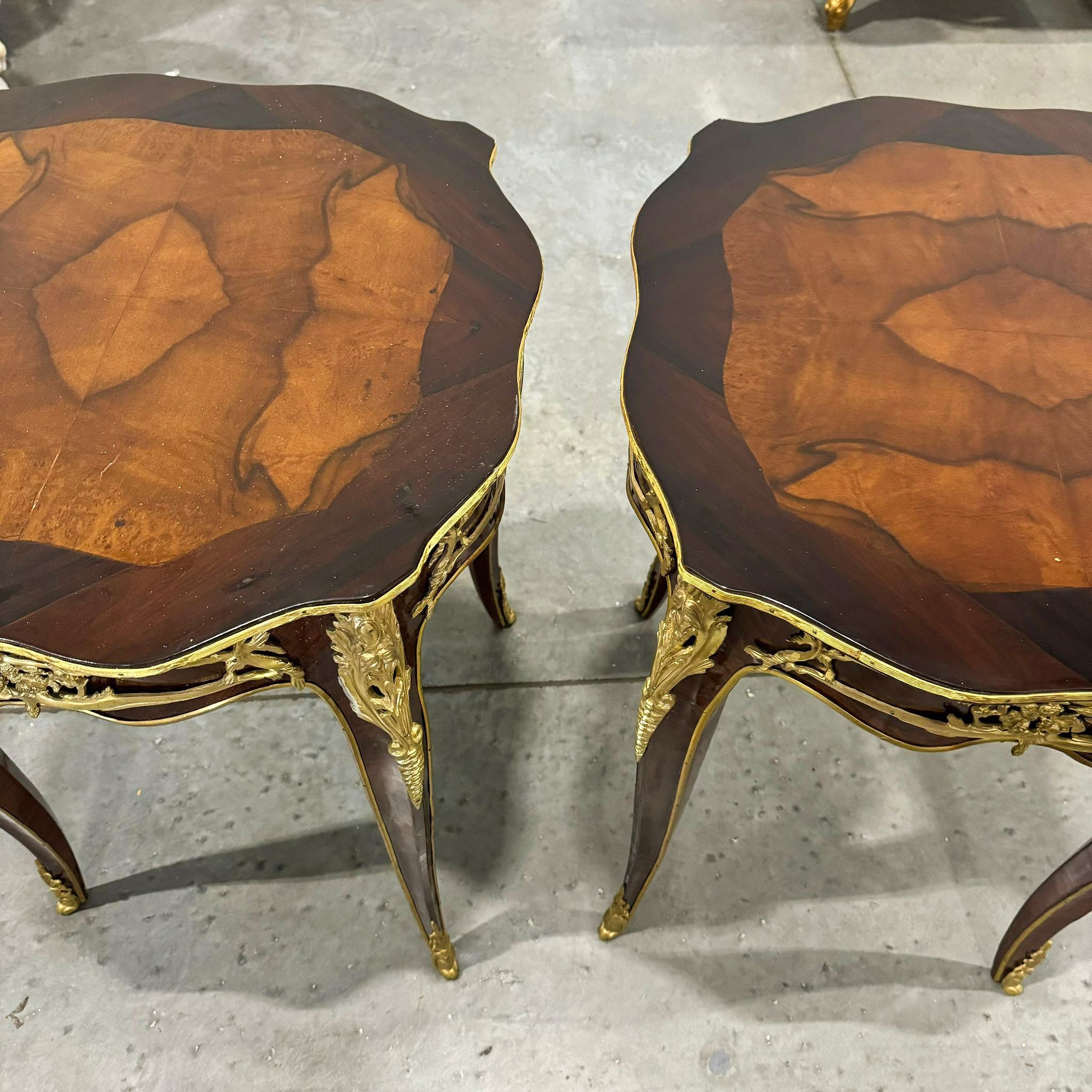 Small Side Table French Style Walnut Wood Louis XVI Bronze Details