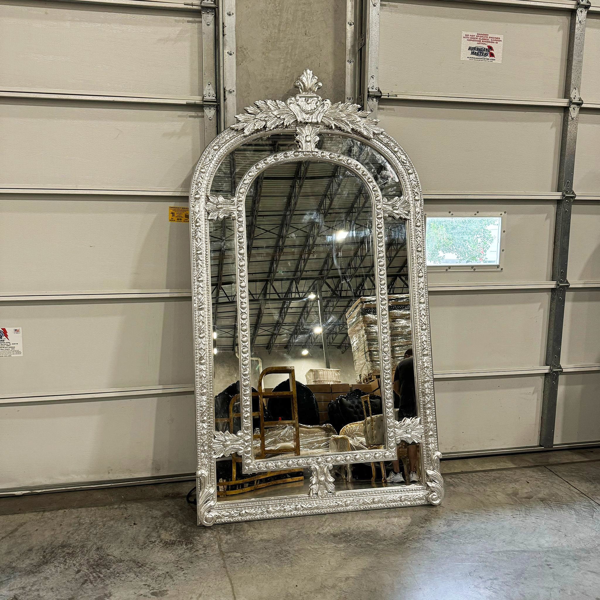 Silver Floor/Wall Mirror 7 Feet Tall Silver Leaf French Style