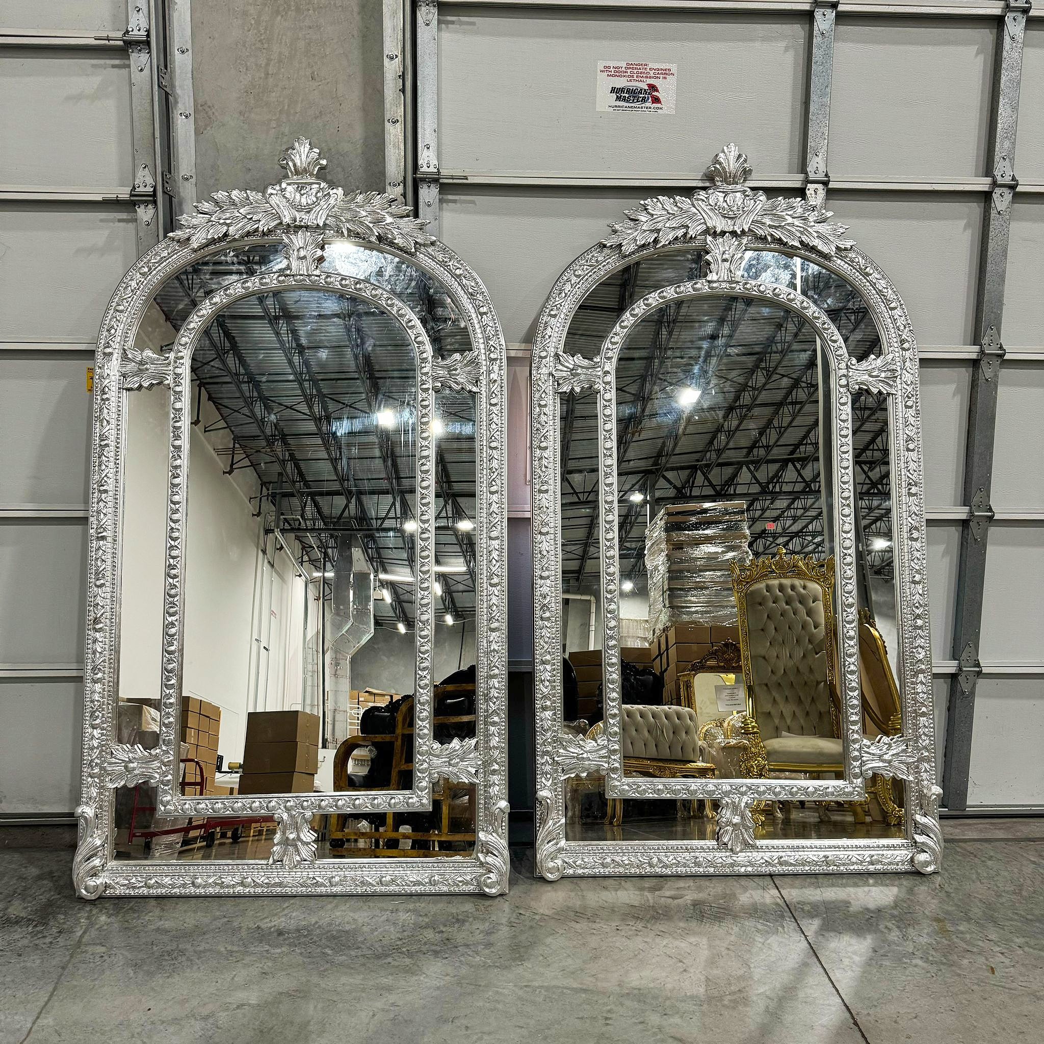 Silver Floor/Wall Mirror SET *2 Mirrors* 7 Feet Tall Silver Leaf French Style
