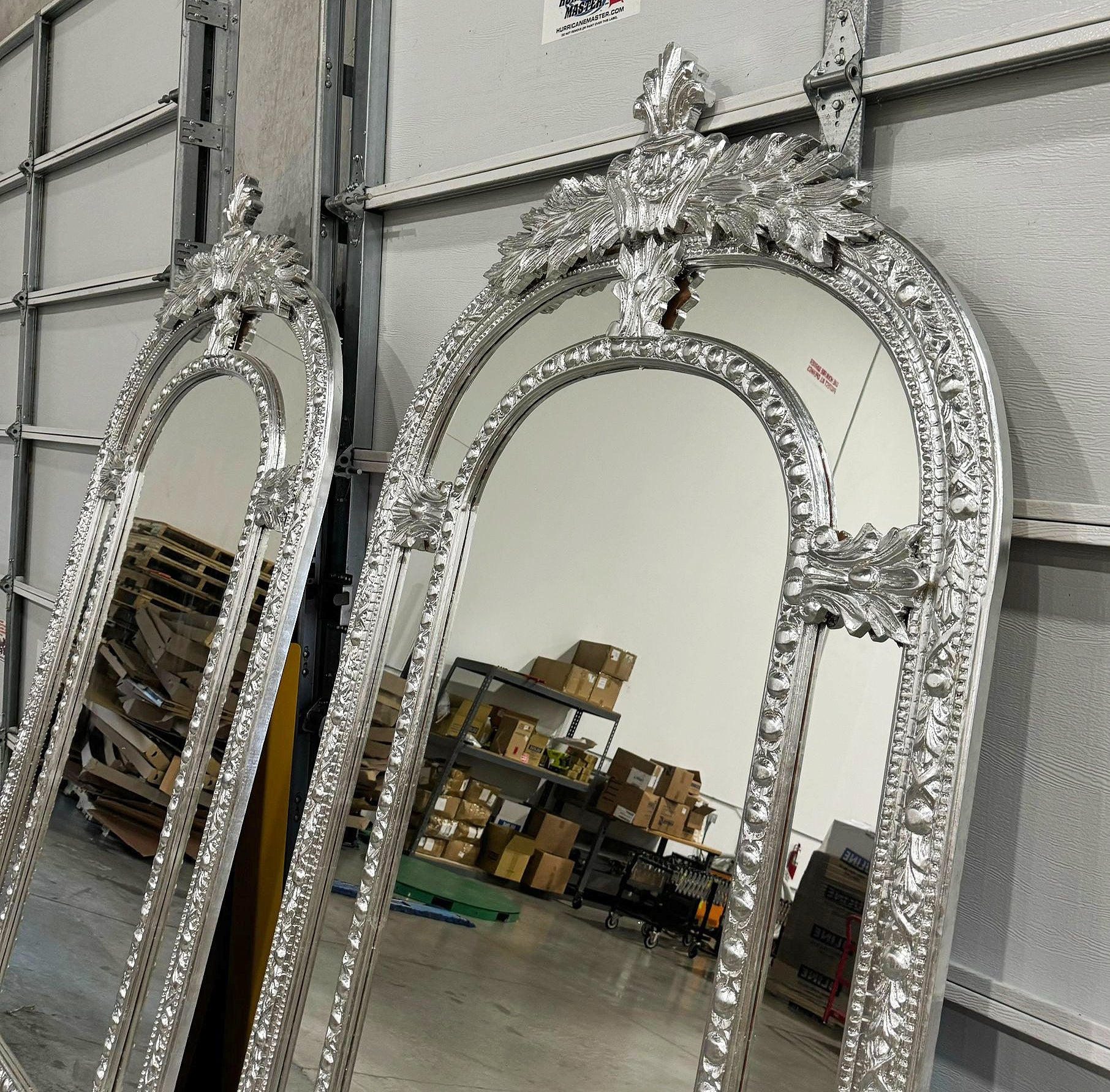 Silver Floor/Wall Mirror SET *2 Mirrors* 7 Feet Tall Silver Leaf French Style