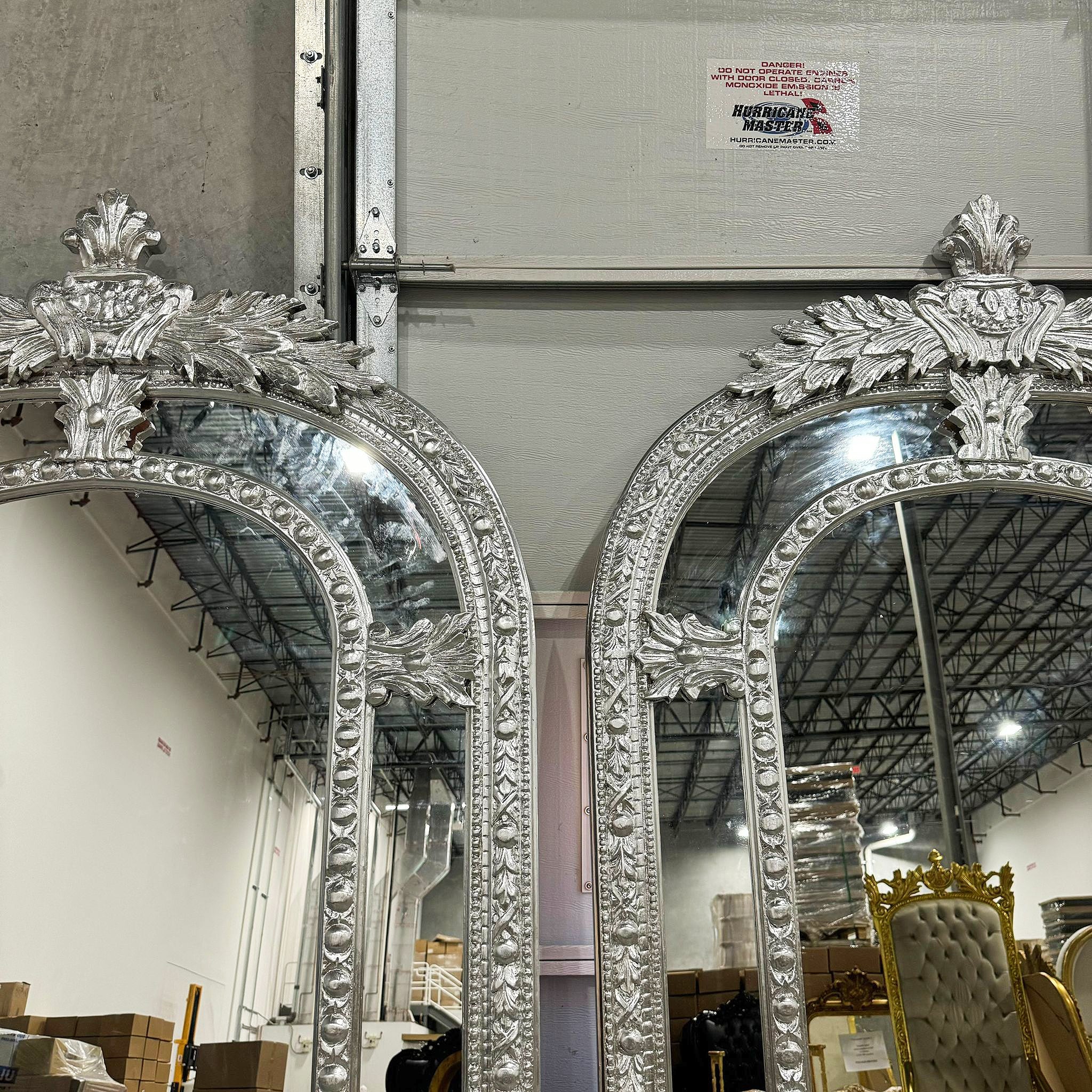 Silver Floor/Wall Mirror SET *2 Mirrors* 7 Feet Tall Silver Leaf French Style