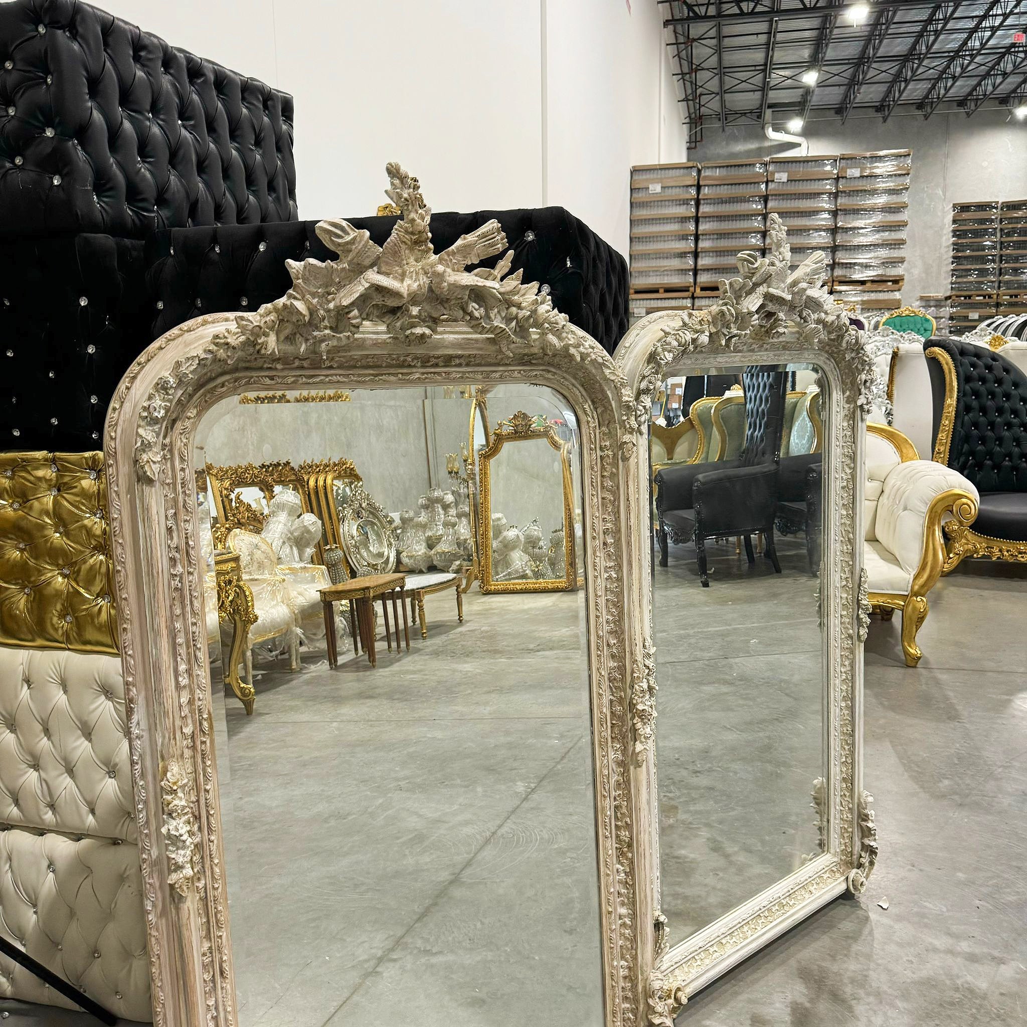 Gray Birds Floor Mirror SET *2 Mirrors* 5 Feet Tall French Style