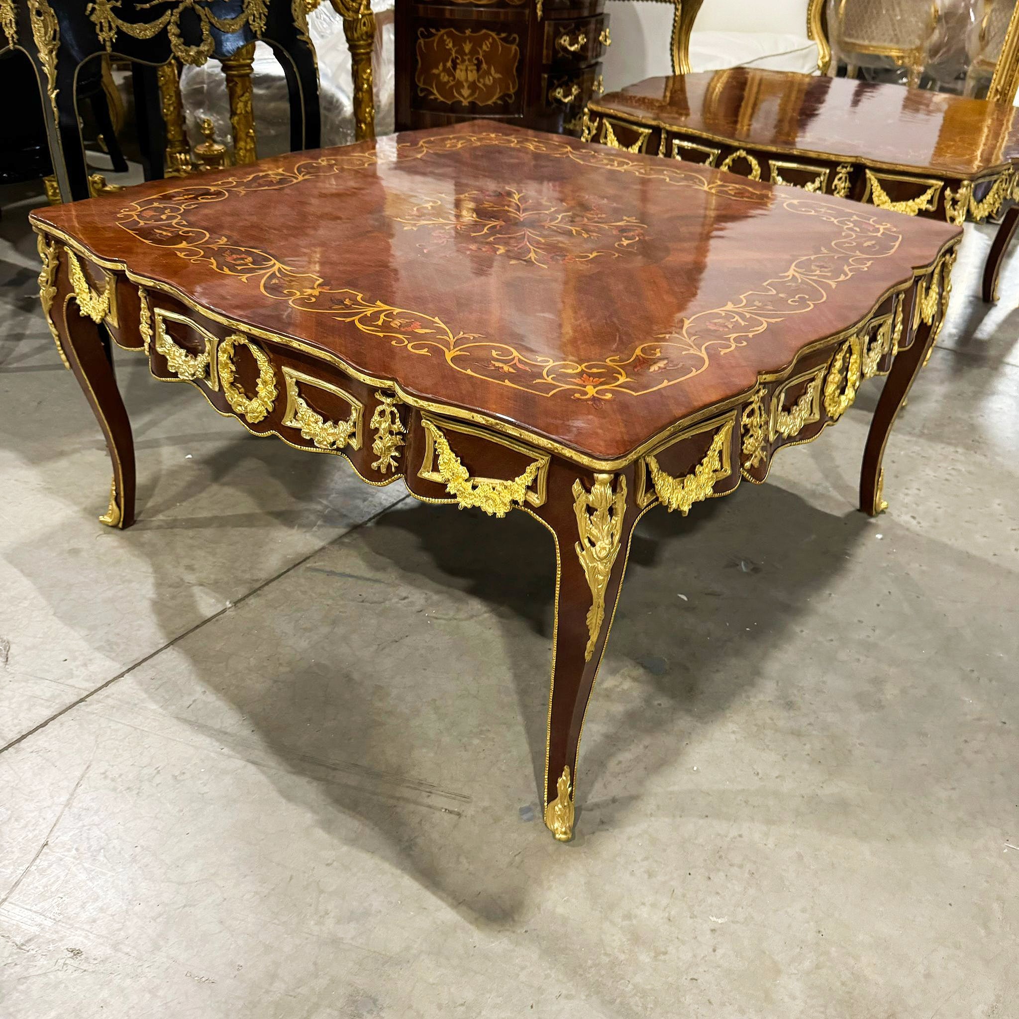 Coffee Table SET *2 tables* French Style Wooden with Bronze Details Furniture