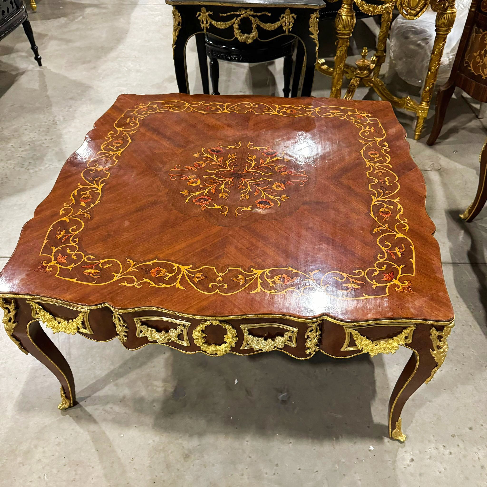 Coffee Table SET *2 tables* French Style Wooden with Bronze Details Furniture