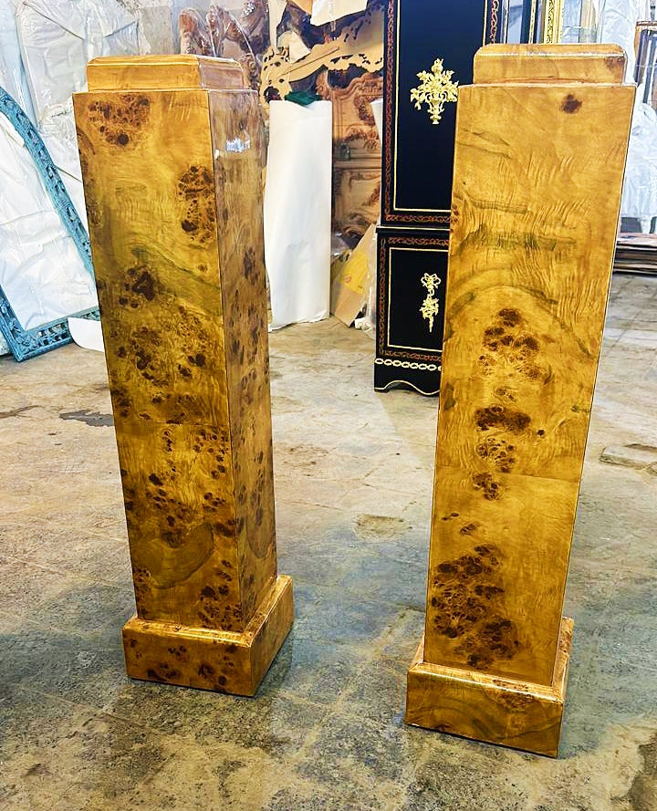 Art Deco Style Pedestal Column – Brown Display Stand, Timeless Elegance