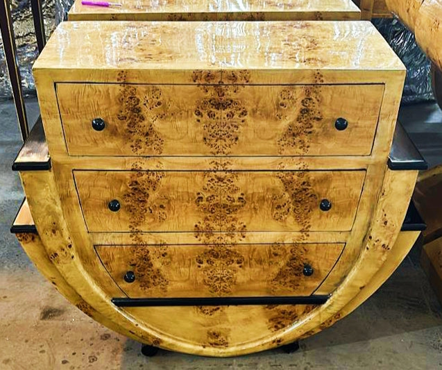 Art Deco Oval Sideboard – Solid Wood Commode with 3 Drawers, Elegance