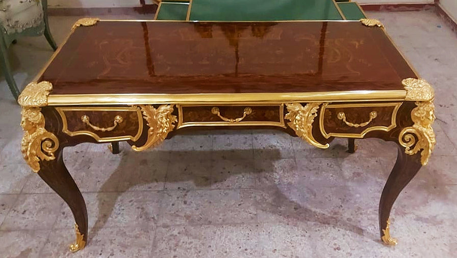 French Style Copper Desk Table With Drawers
