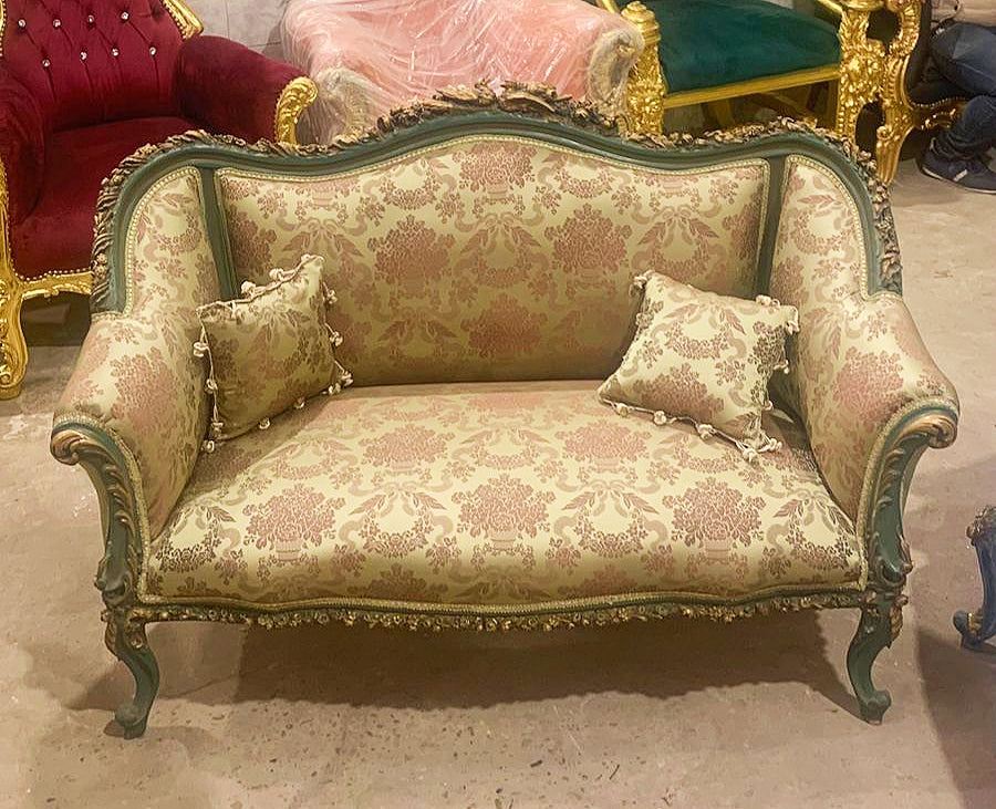 French Rococo Style Gold Sofa Interior Design Gold Leaf Details