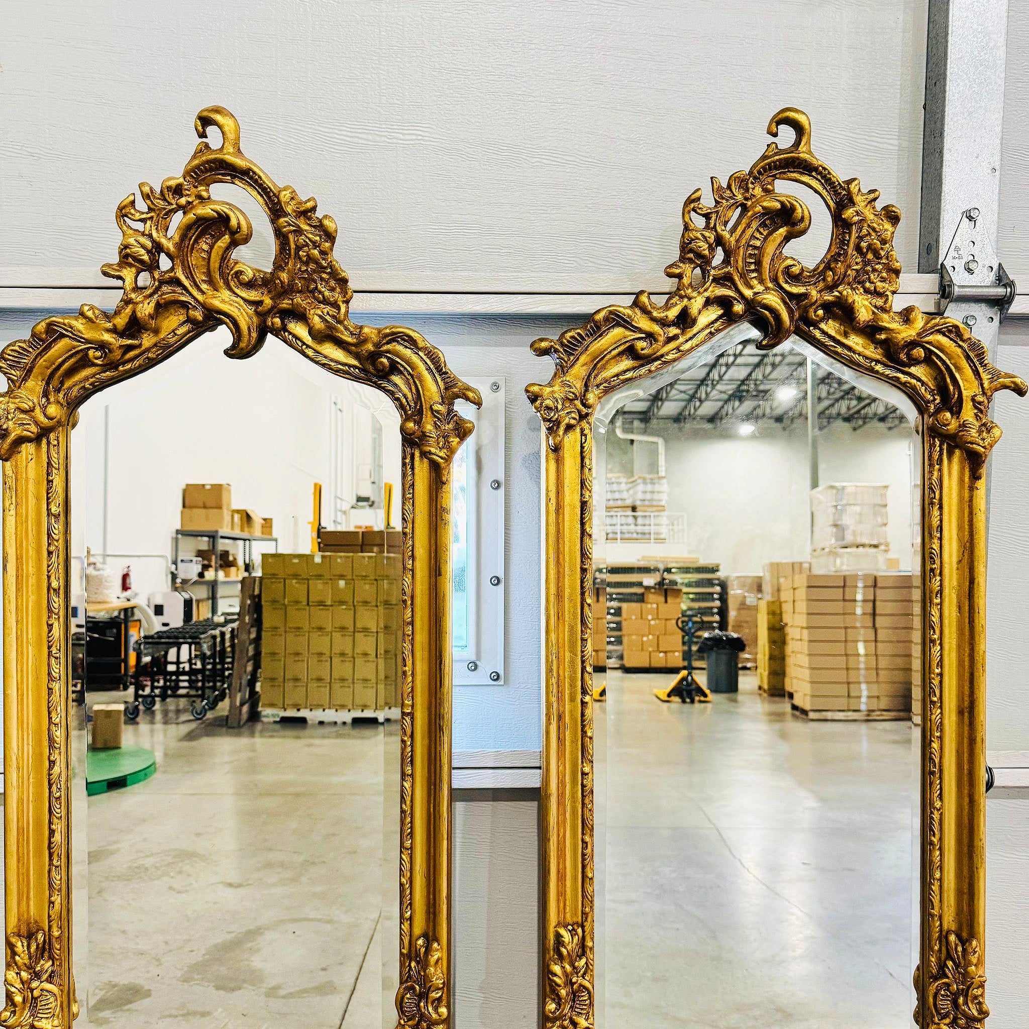 Gold Floor Mirror SET (2 Mirrors) in Gold Leaf French Style
