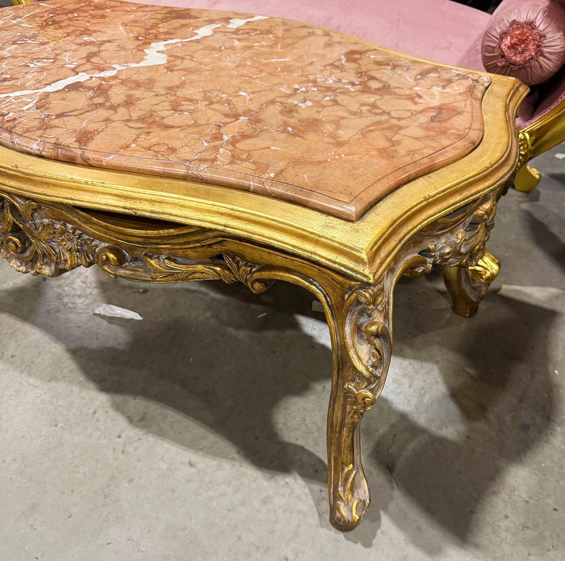 Marble Top Gold Coffee Table French Louis XVI Style Center Table