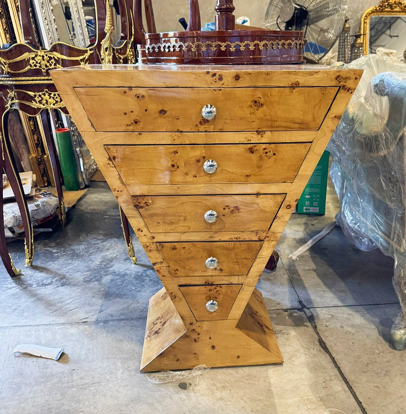 Art Deco Style Triangular Commode Wood Furniture Home Decor