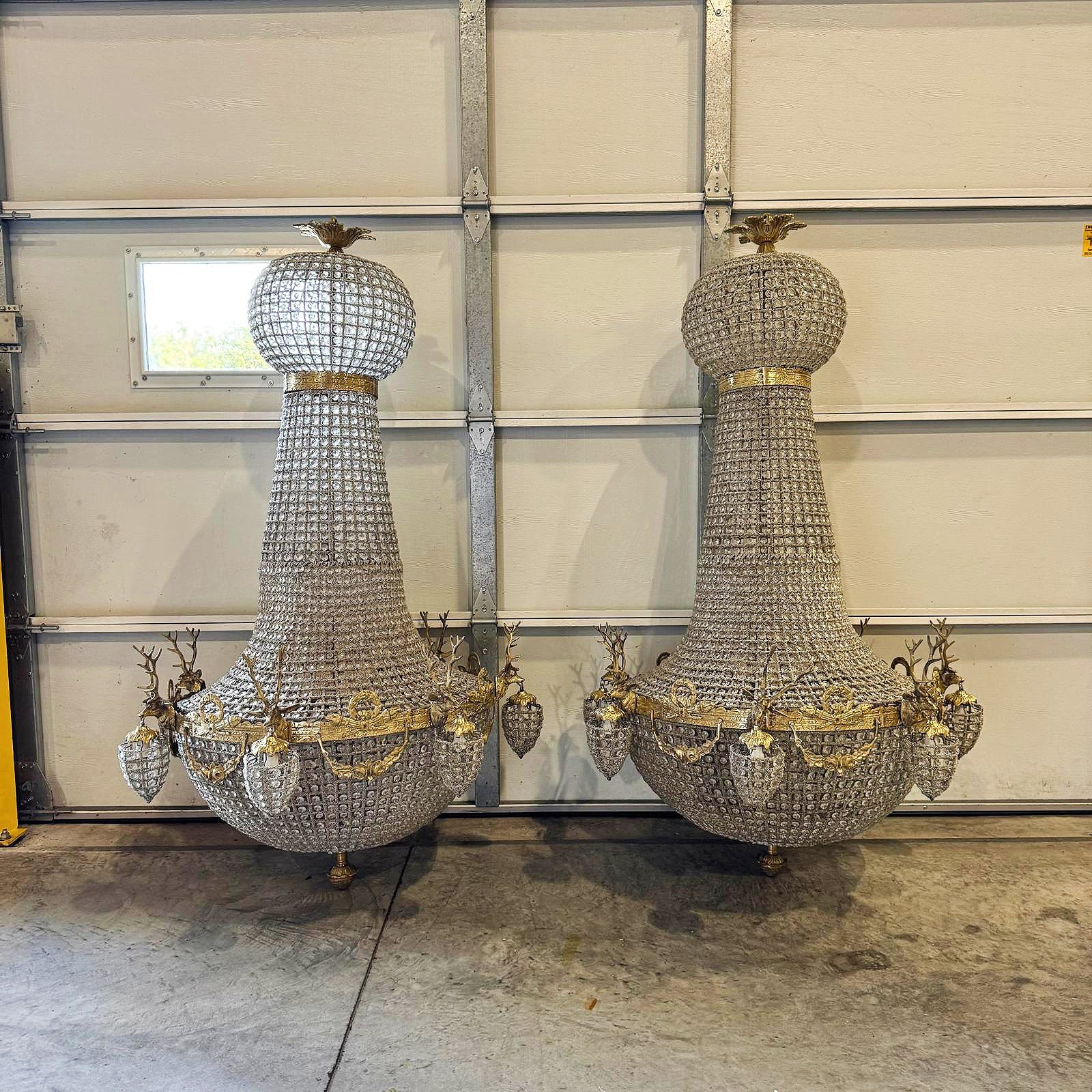 X-Large Dear Stag Chandelier *One available* Gold Details Lighting Furniture