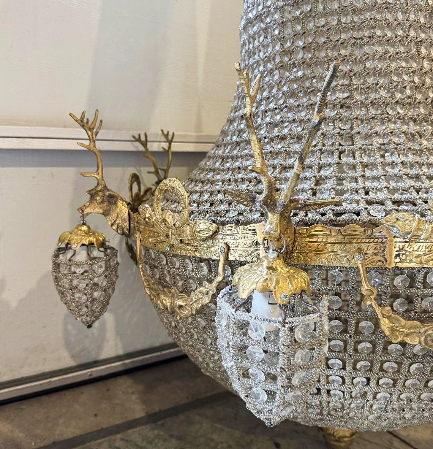 X-Large Dear Stag Chandelier *One available* Gold Details Lighting Furniture