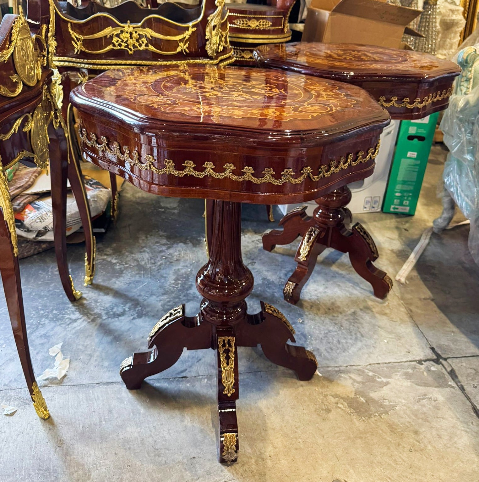 Bedside Table *Only one available* Marquetry French Side Table Louis XV Style