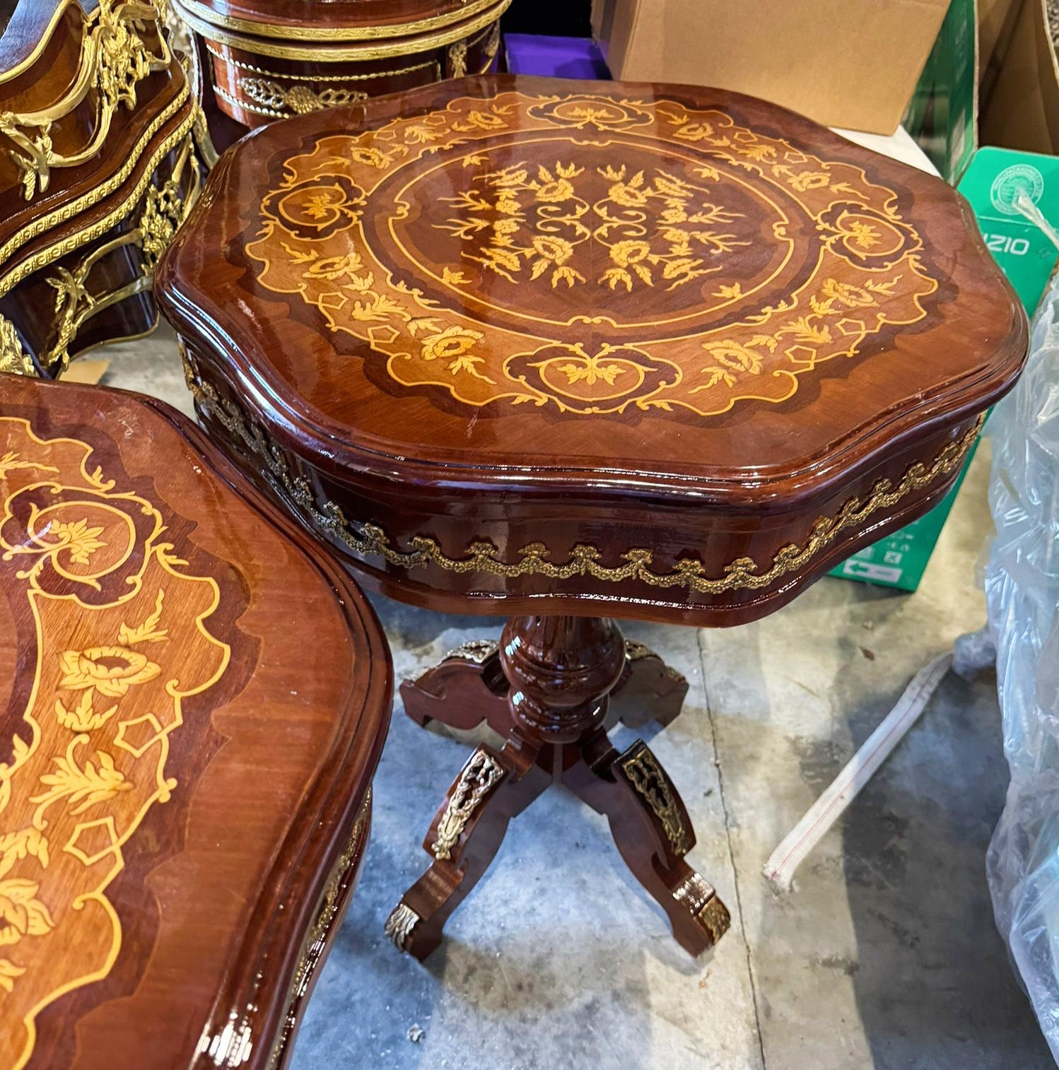 Bedside Table *Only one available* Marquetry French Side Table Louis XV Style