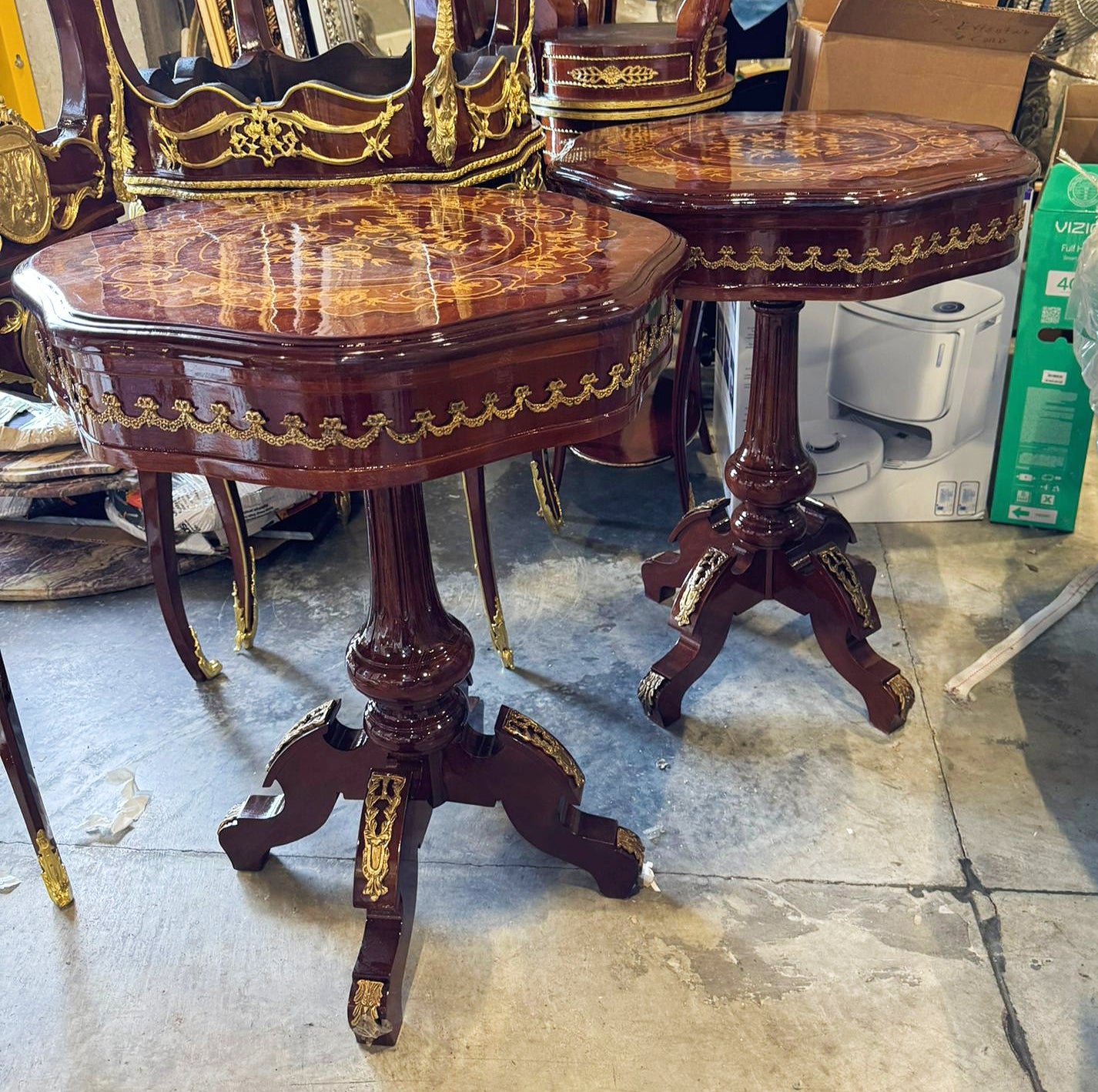 Bedside Table *Only one available* Marquetry French Side Table Louis XV Style