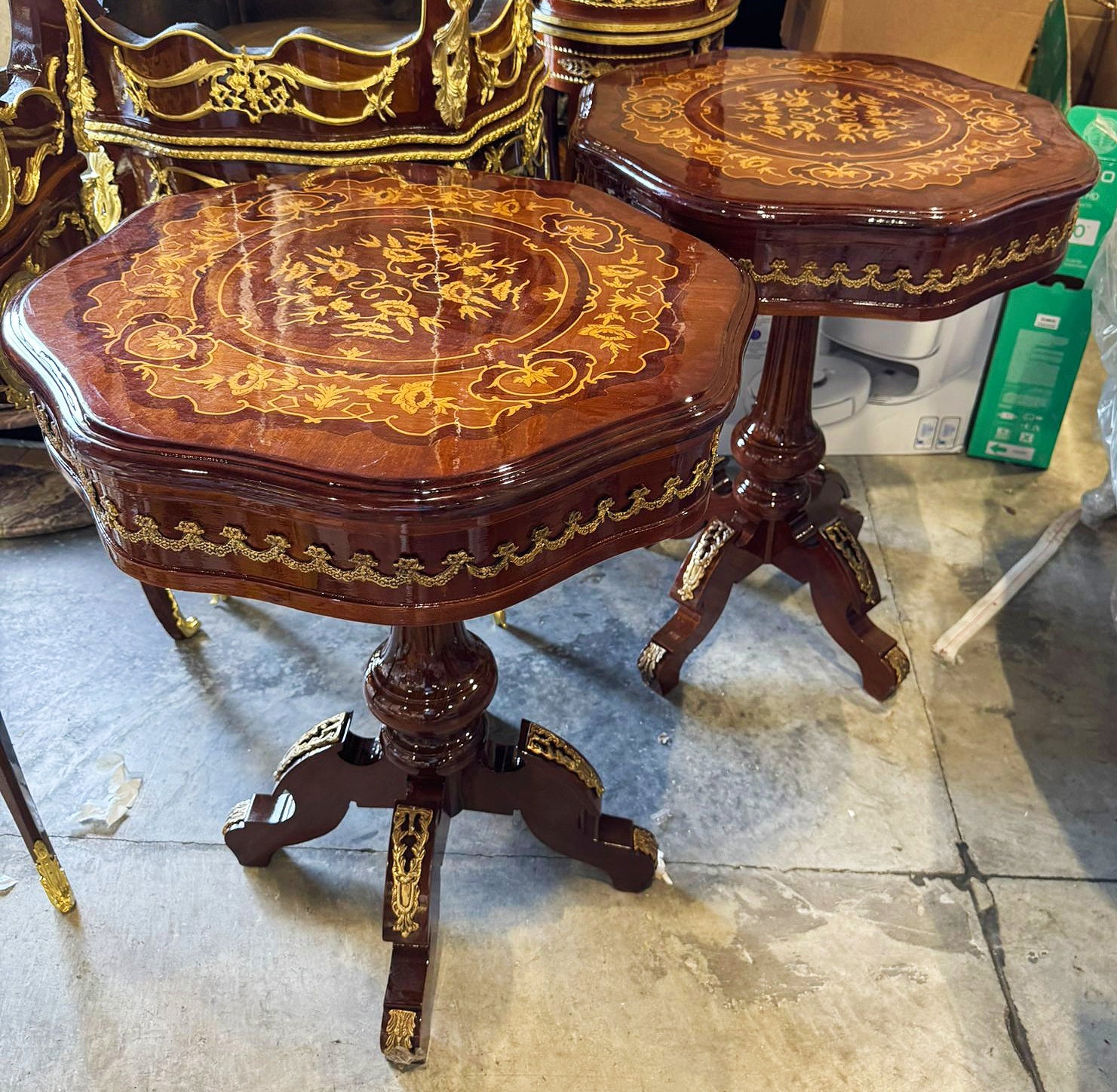 Bedside Table *Only one available* Marquetry French Side Table Louis XV Style