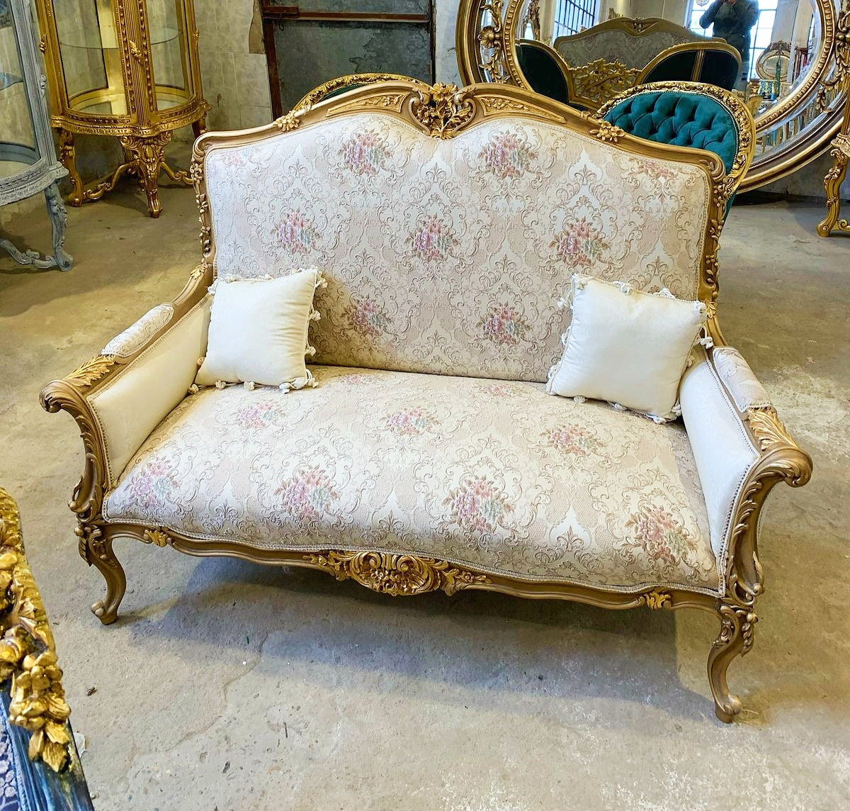 Baroque Style Beige Sofa Interior Design Gold Leaf Details French