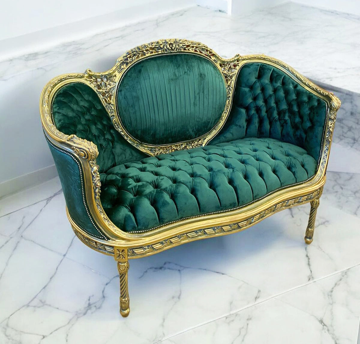 Baroque Style Green Sofa Interior Design Gold Leaf Details French