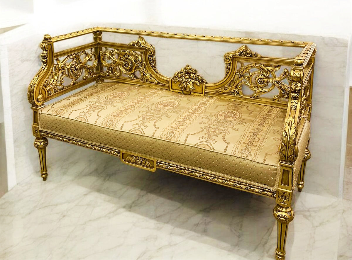 French Style Gold Bench/Settee Gold Details Furniture Home
