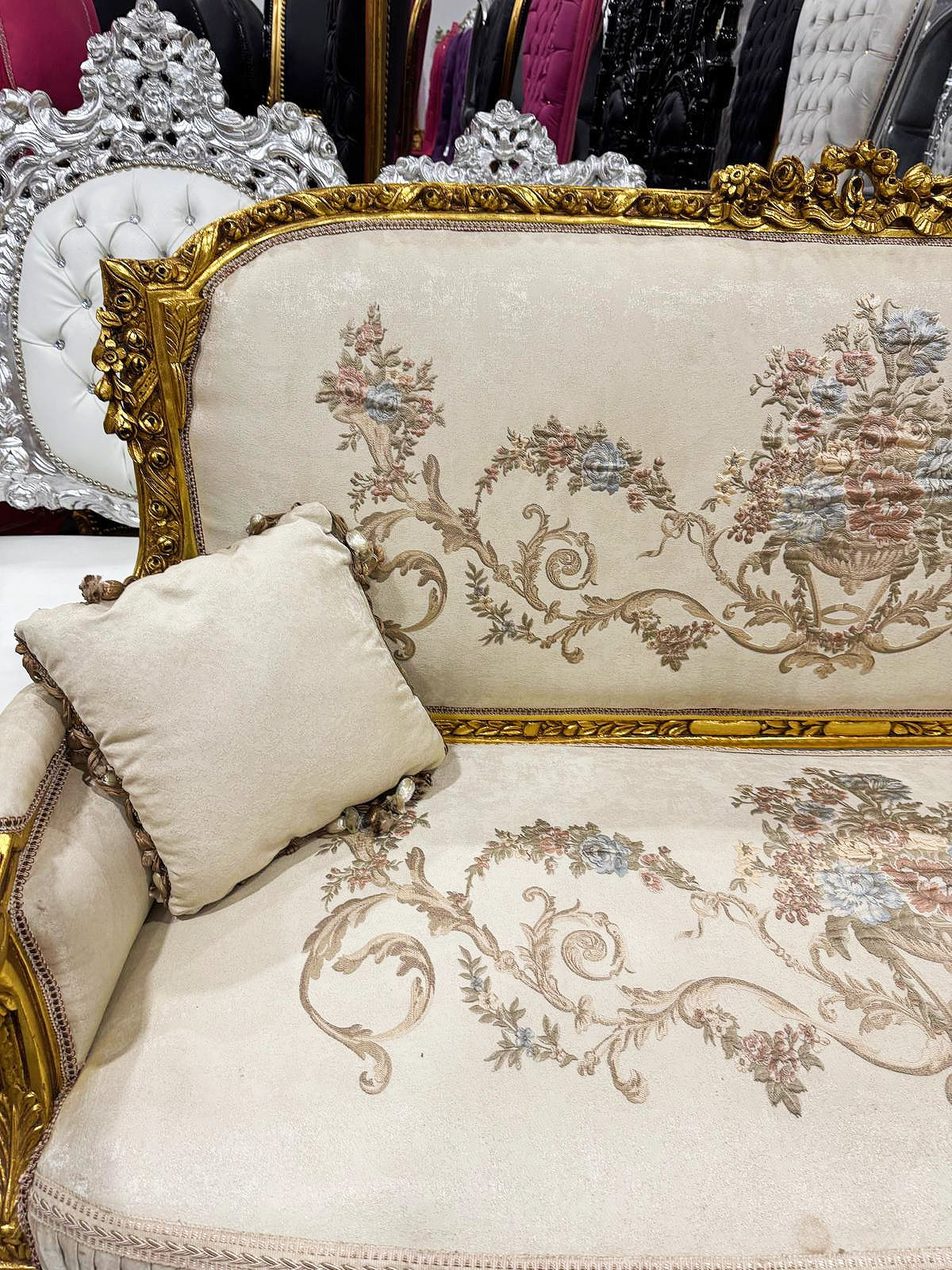 Baroque Style Beige White Sofa Interior Design Gold Details French
