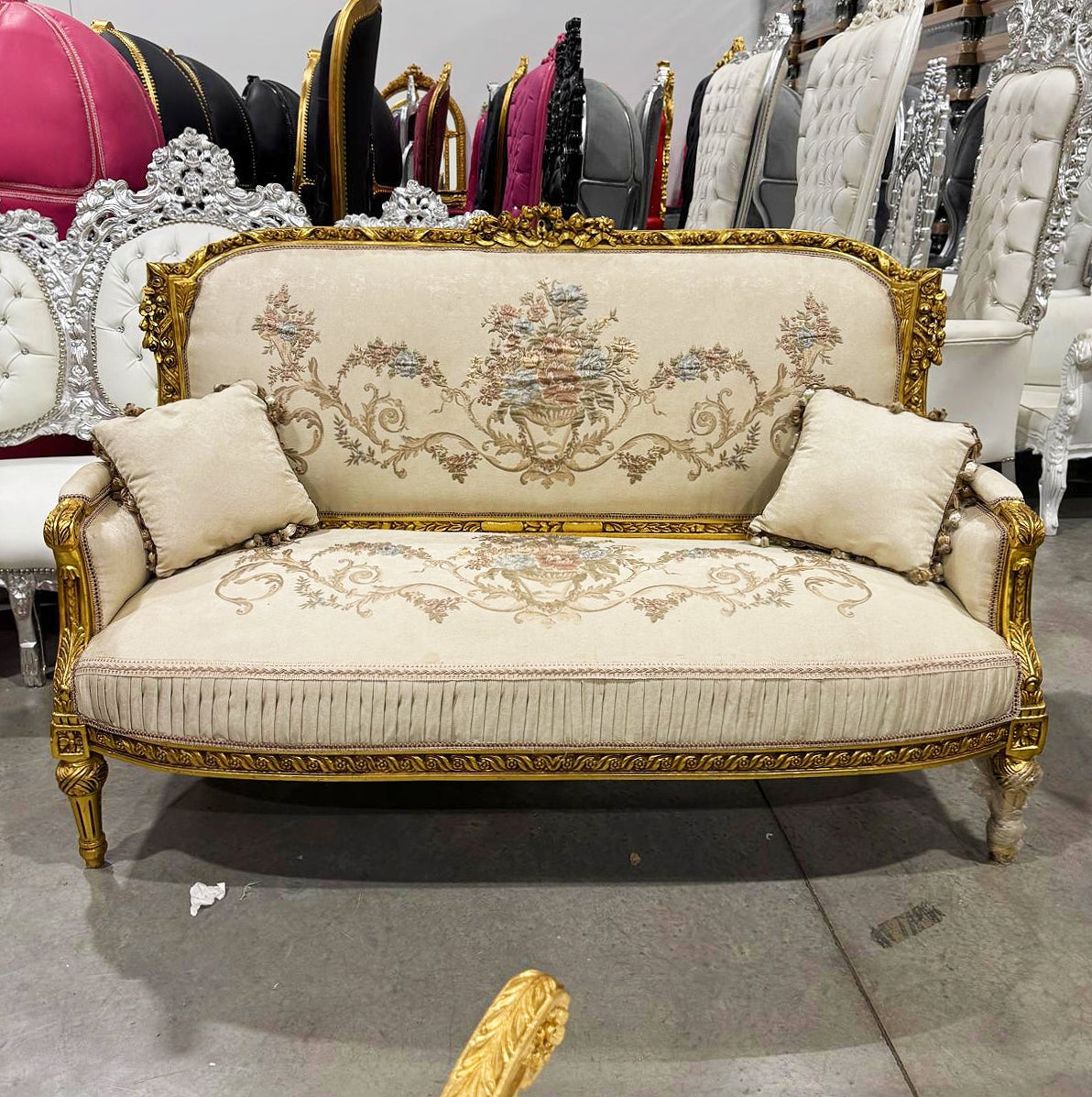Baroque Style Beige White Sofa Interior Design Gold Details French