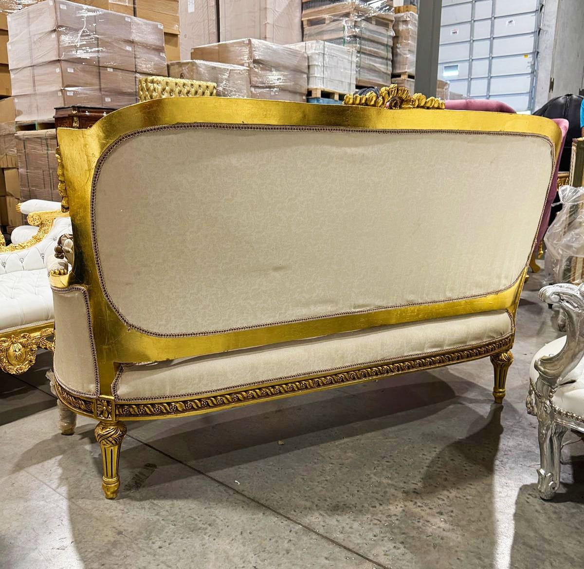 Baroque Style Beige White Sofa Interior Design Gold Details French