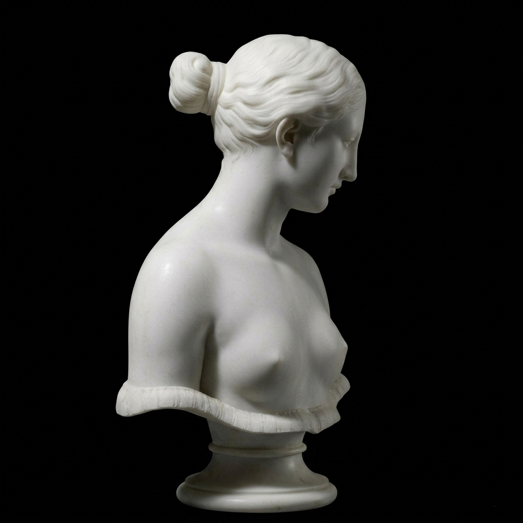 One-of-a-Kind Hand-Carved Natural Marble Bust Sculpture – The Greek Slave