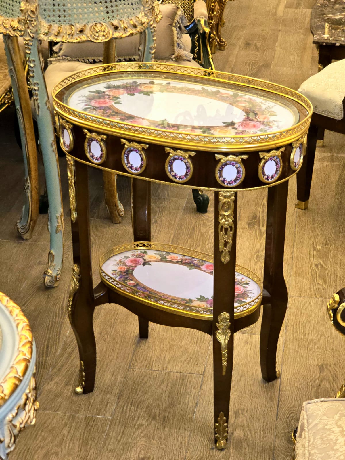 Rococo Style Coffee Table – Wood with Gold Leaf Details
