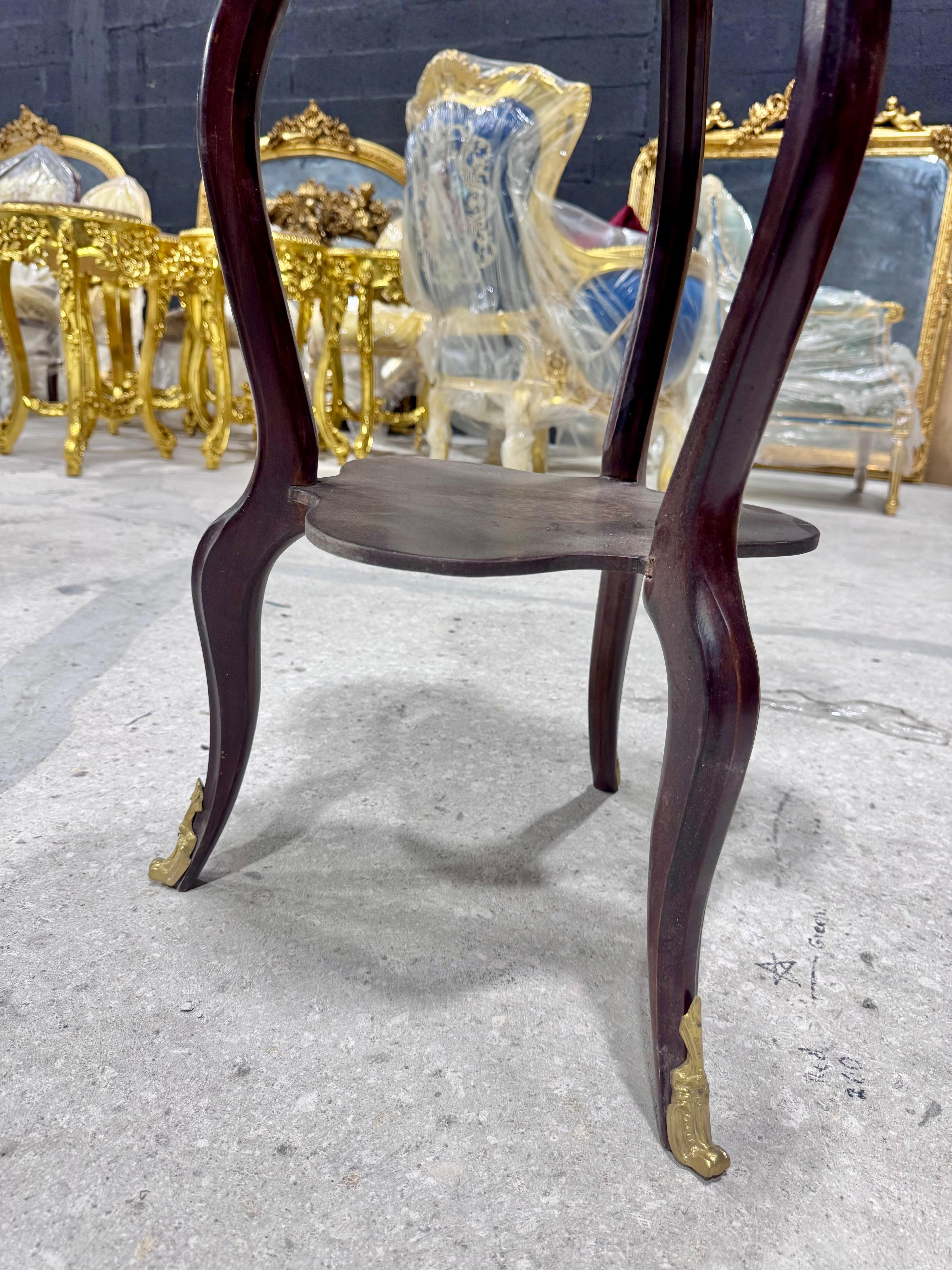 Louis XV Style French Trefoil Side Table – Wood with Gold Accents, Elegant Design