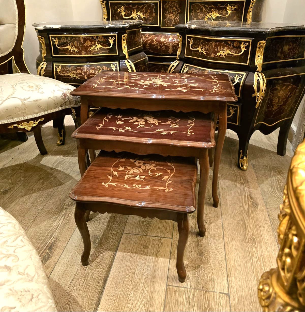 French Louis XV Nesting Tables – Set of 3 (Rectangular)