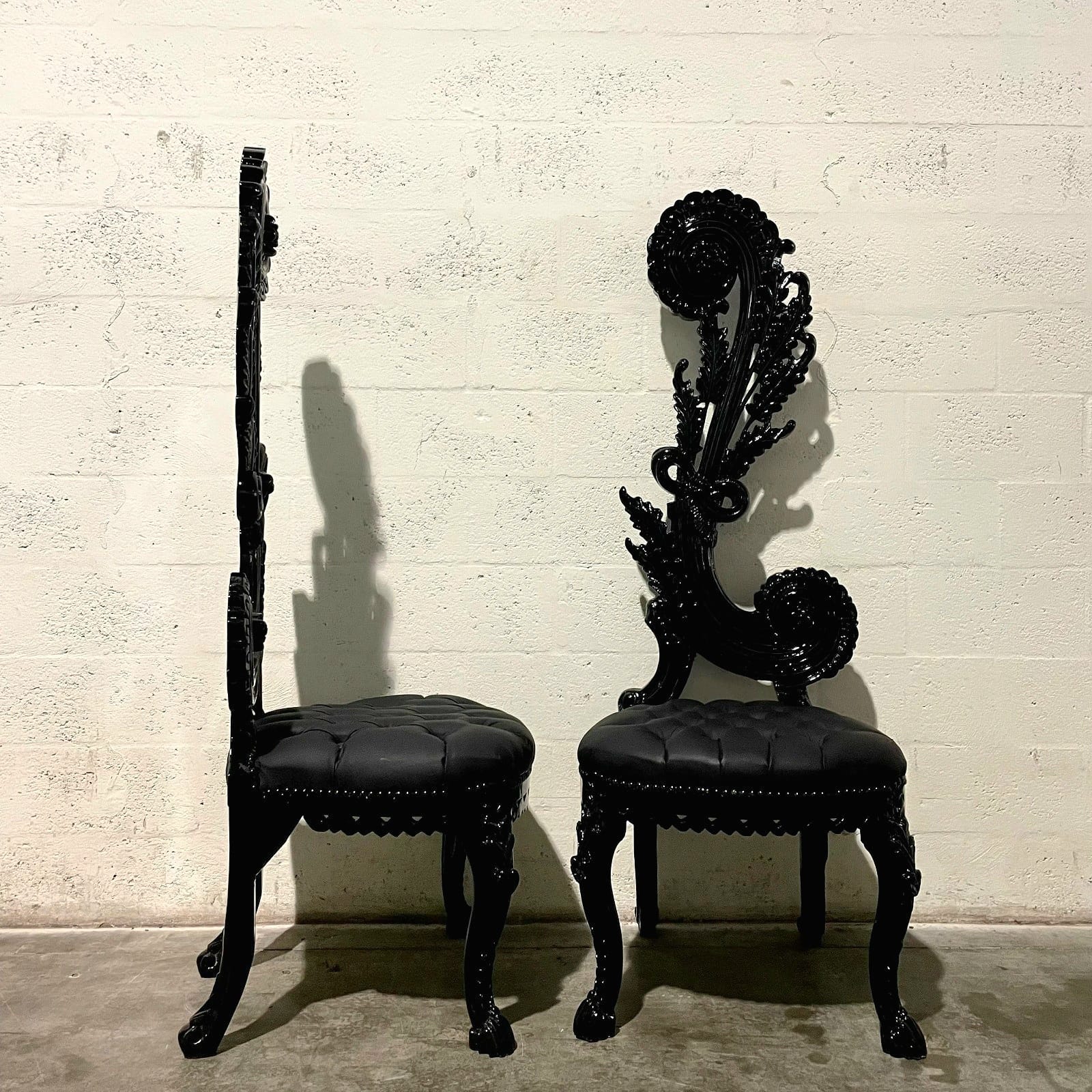 Italian Baroque Chair – High Back Black