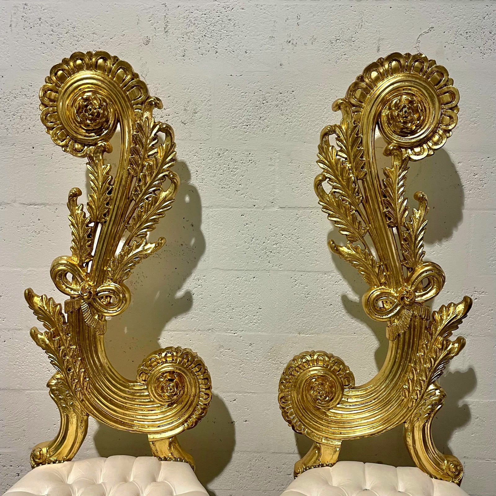 Italian Baroque White Chair – High Back & Gold Leaf Details