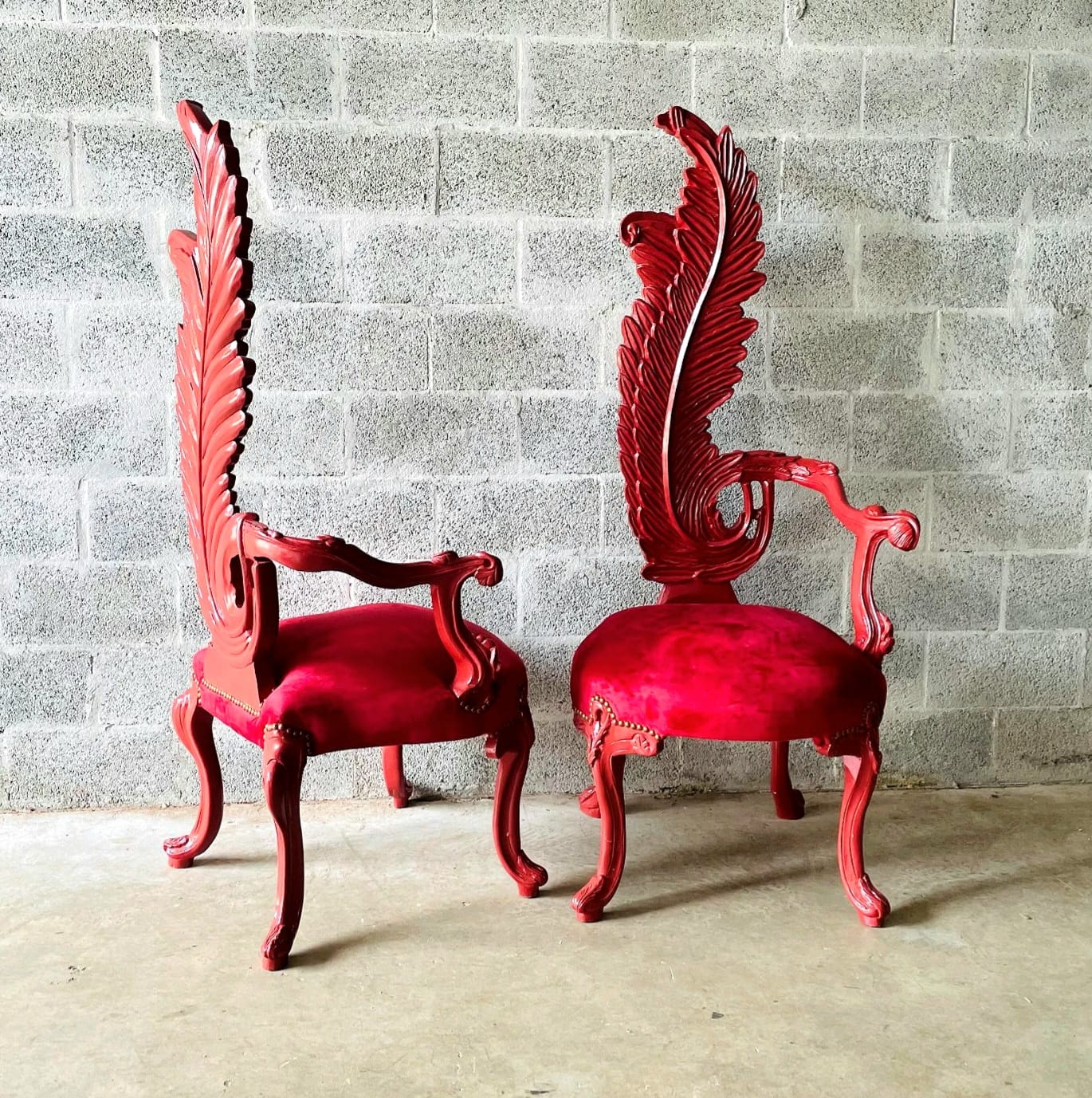 Italian Baroque Throne Chair – High Back Red Velvet