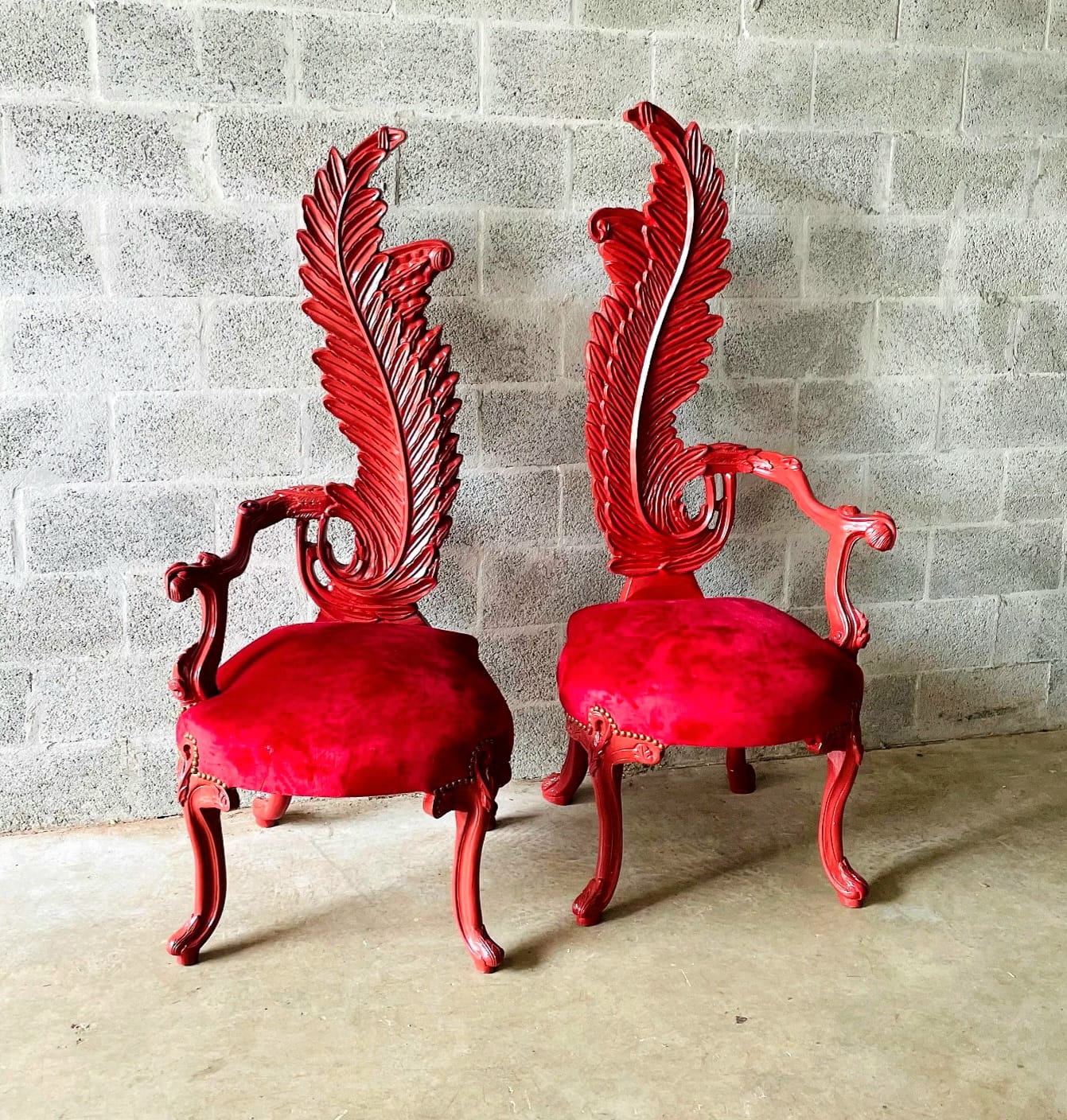 Italian Baroque Throne Chair – High Back Red Velvet