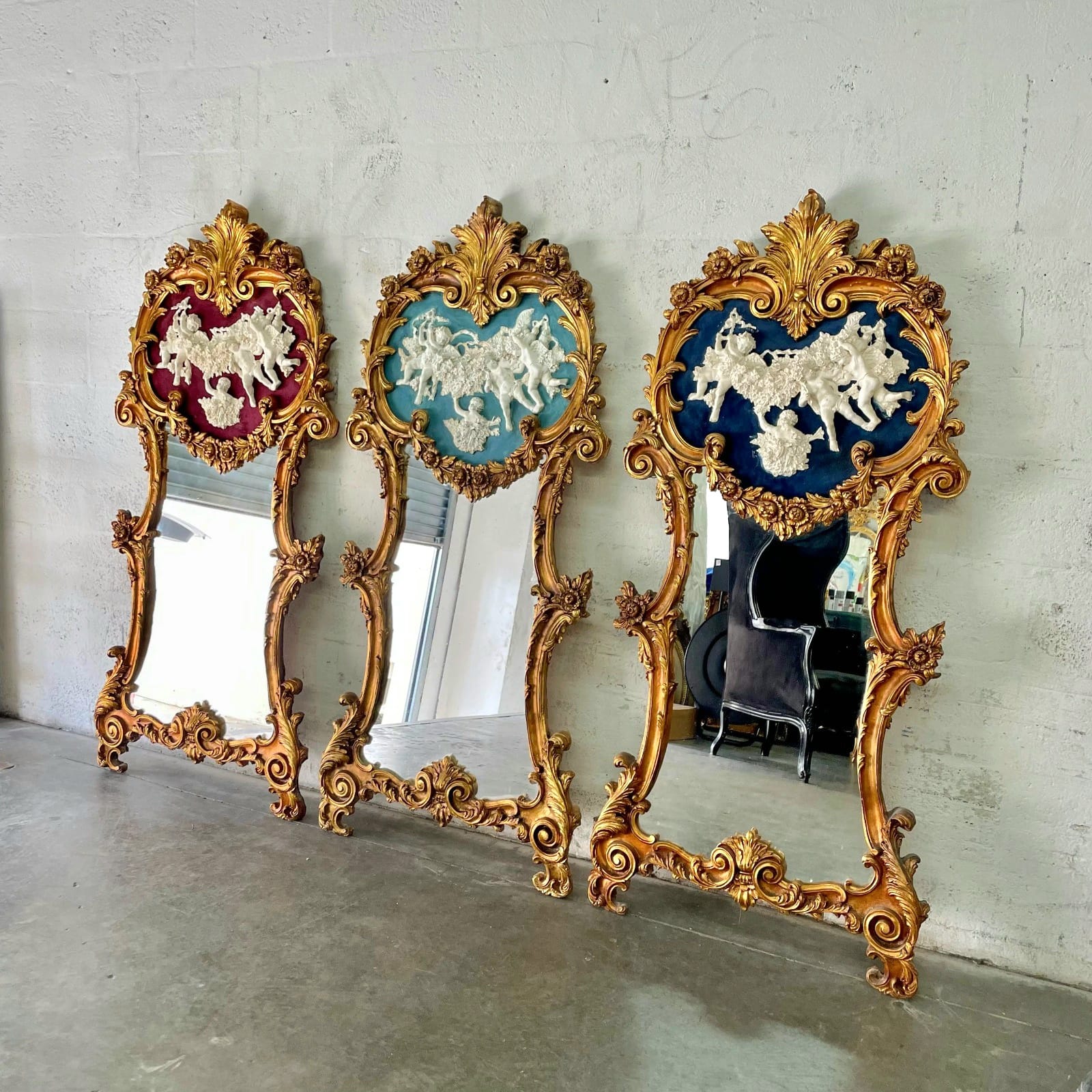 Baroque Rococo Wall Mirror – Antique Frame, Multiple Colors Available, Ornate French Mirror 59"H Vintage Décor