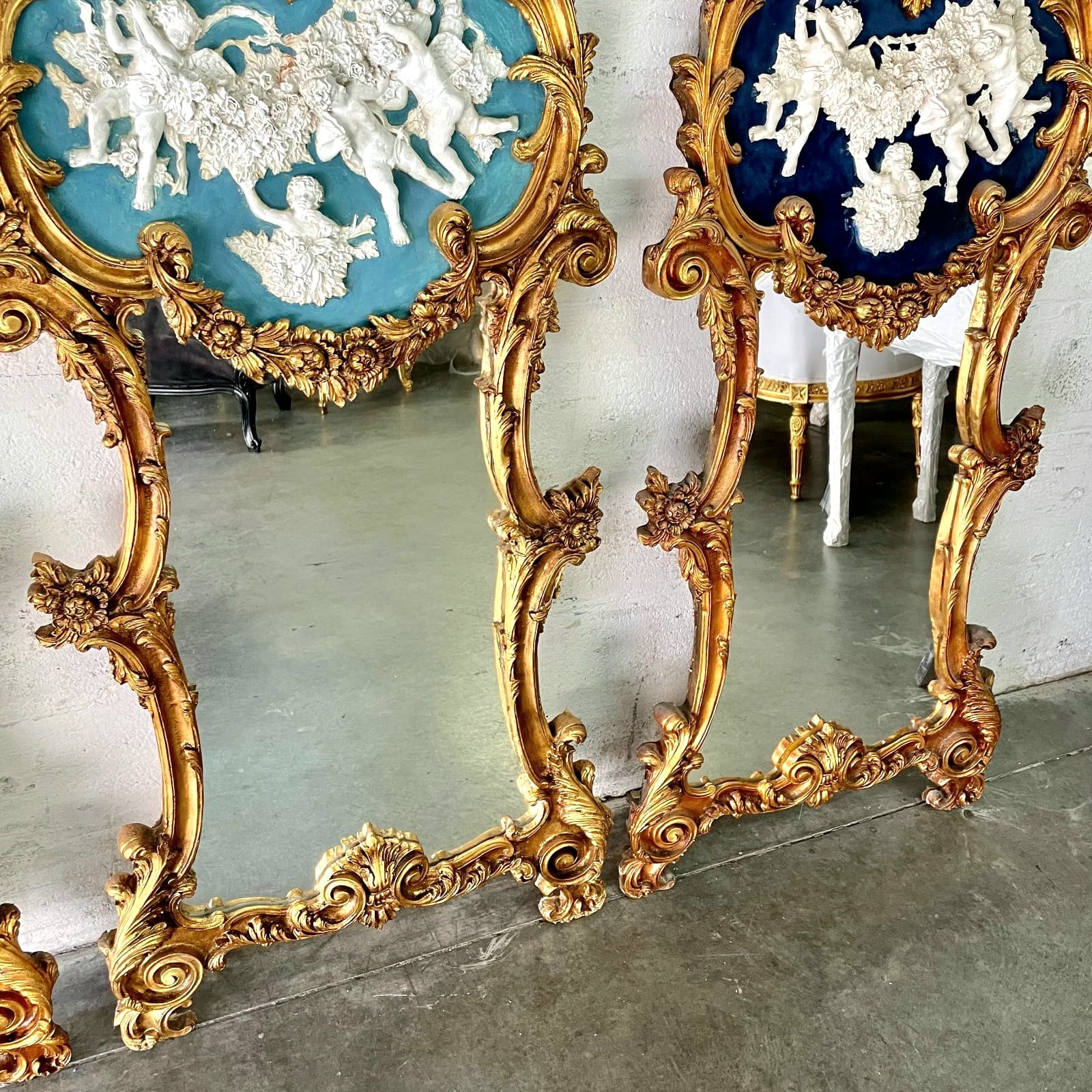 Baroque Rococo Wall Mirror – Antique Frame, Multiple Colors Available, Ornate French Mirror 59"H Vintage Décor
