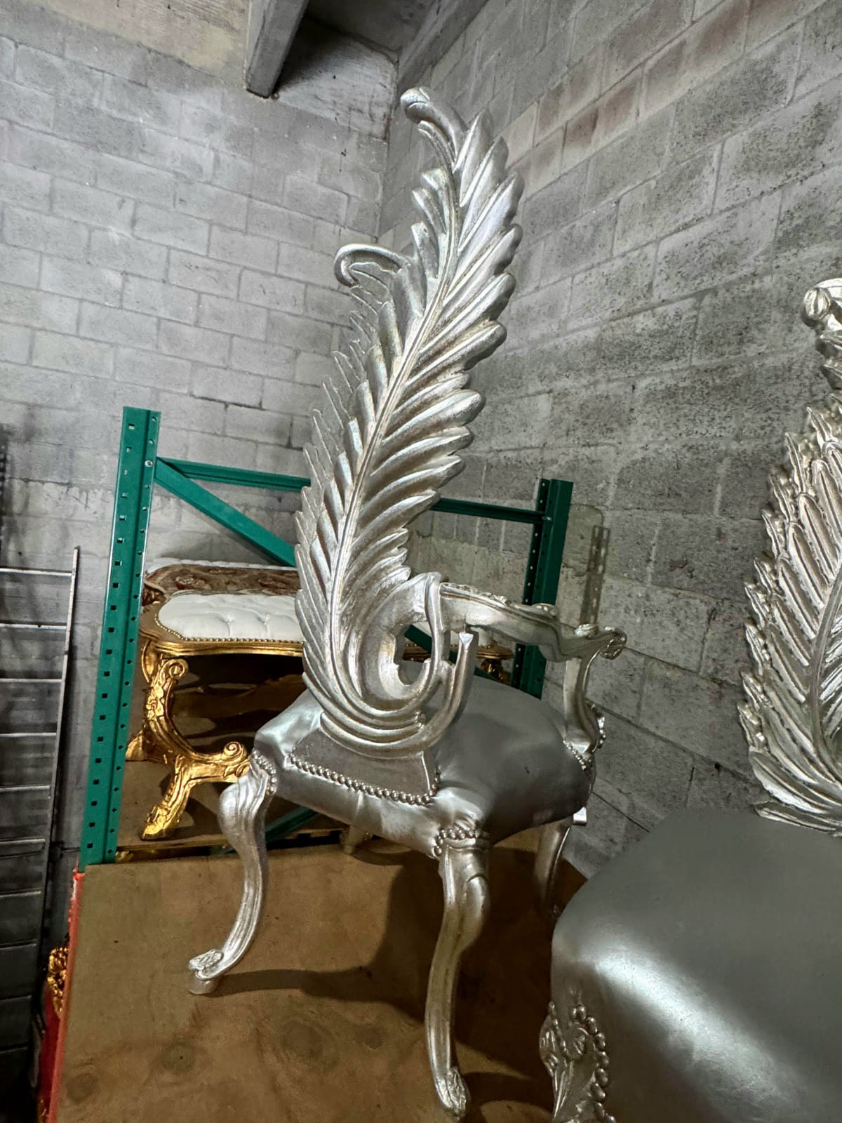 Italian Baroque Silver Throne Chair – High Back Silver Leaf