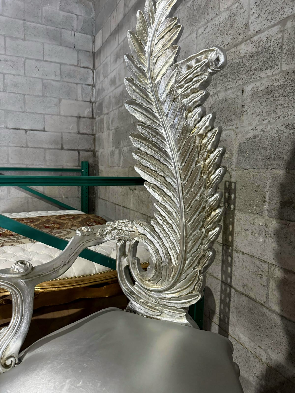Italian Baroque Silver Throne Chair – High Back Silver Leaf