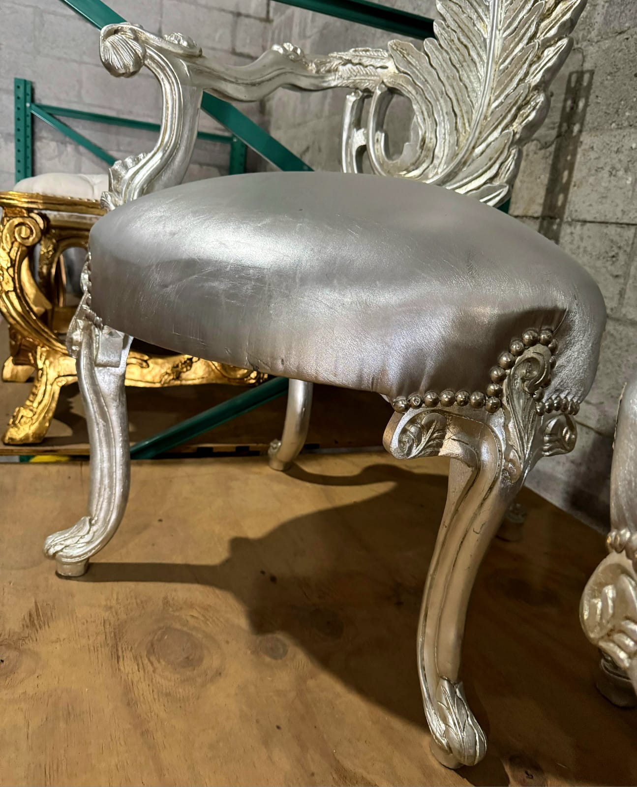 Italian Baroque Silver Throne Chair – High Back Silver Leaf
