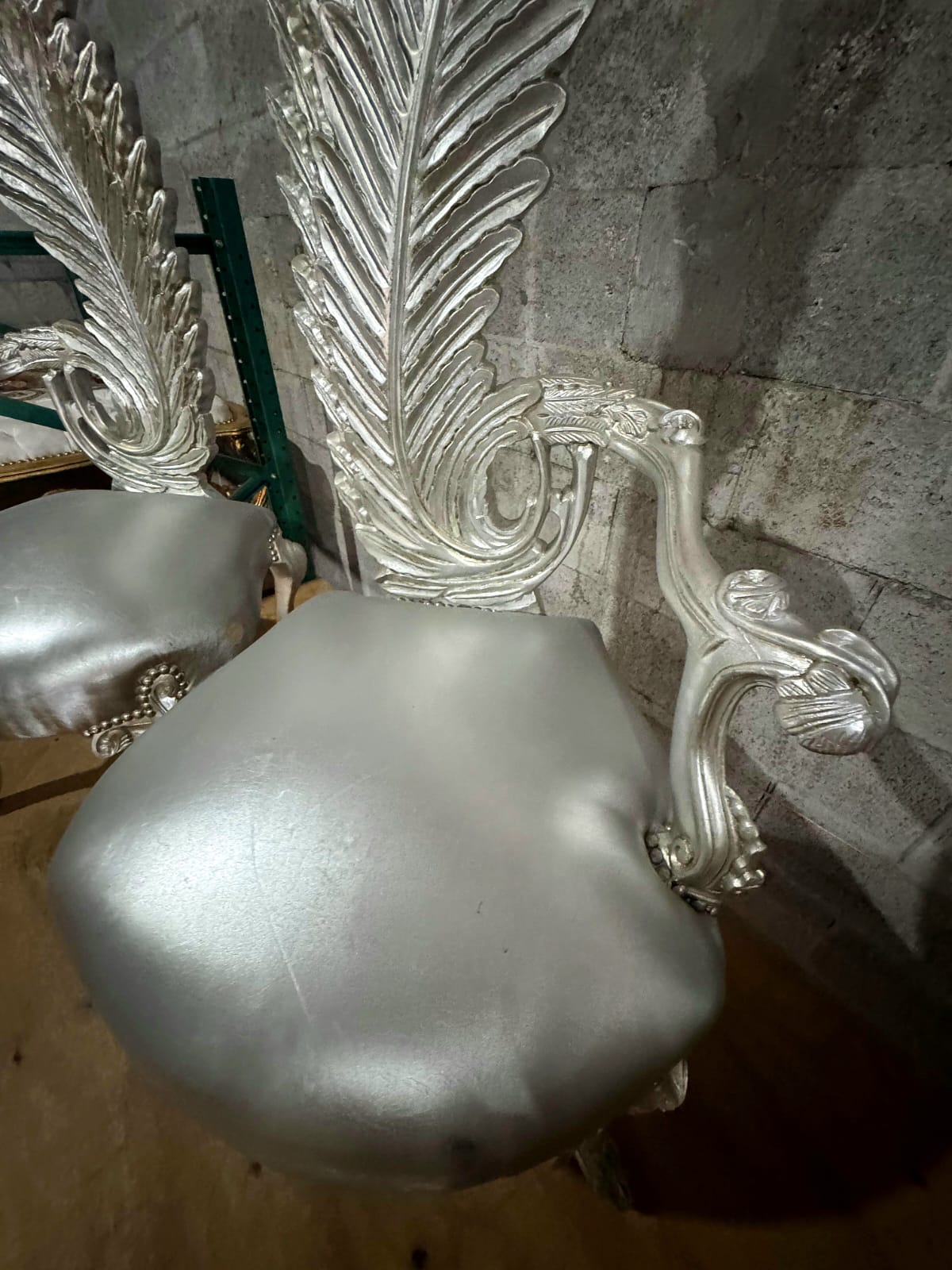 Italian Baroque Silver Throne Chair – High Back Silver Leaf