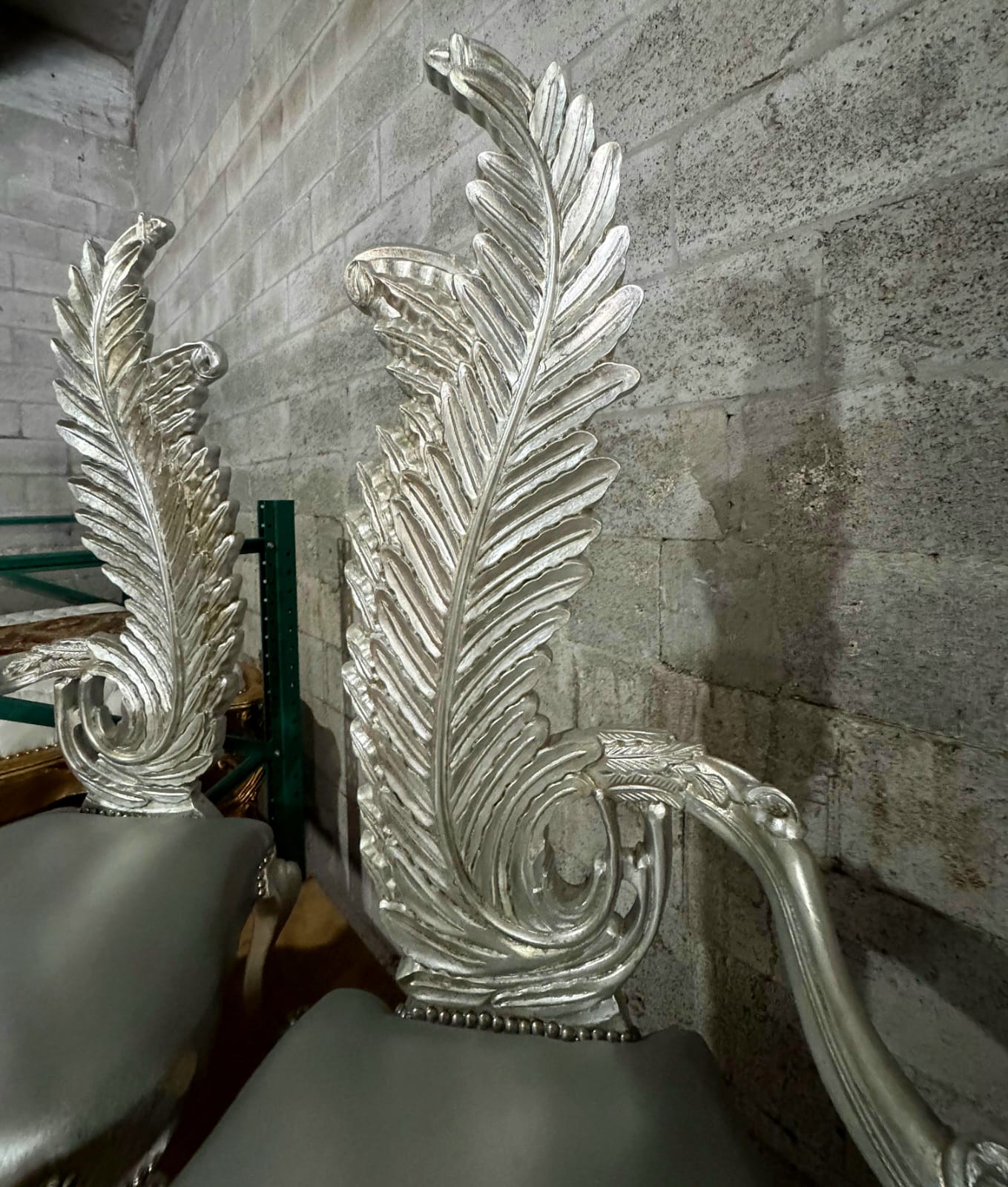 Italian Baroque Silver Throne Chair – High Back Silver Leaf