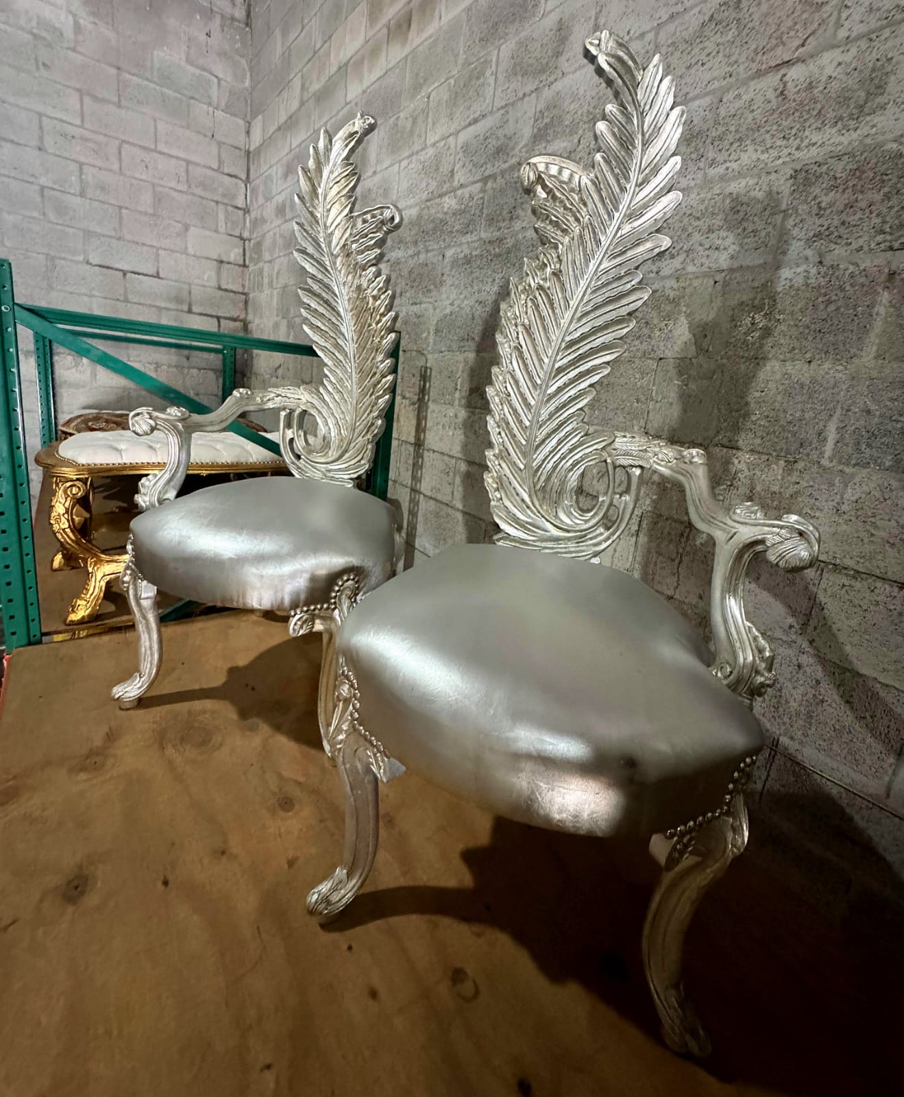Italian Baroque Silver Throne Chair – High Back Silver Leaf