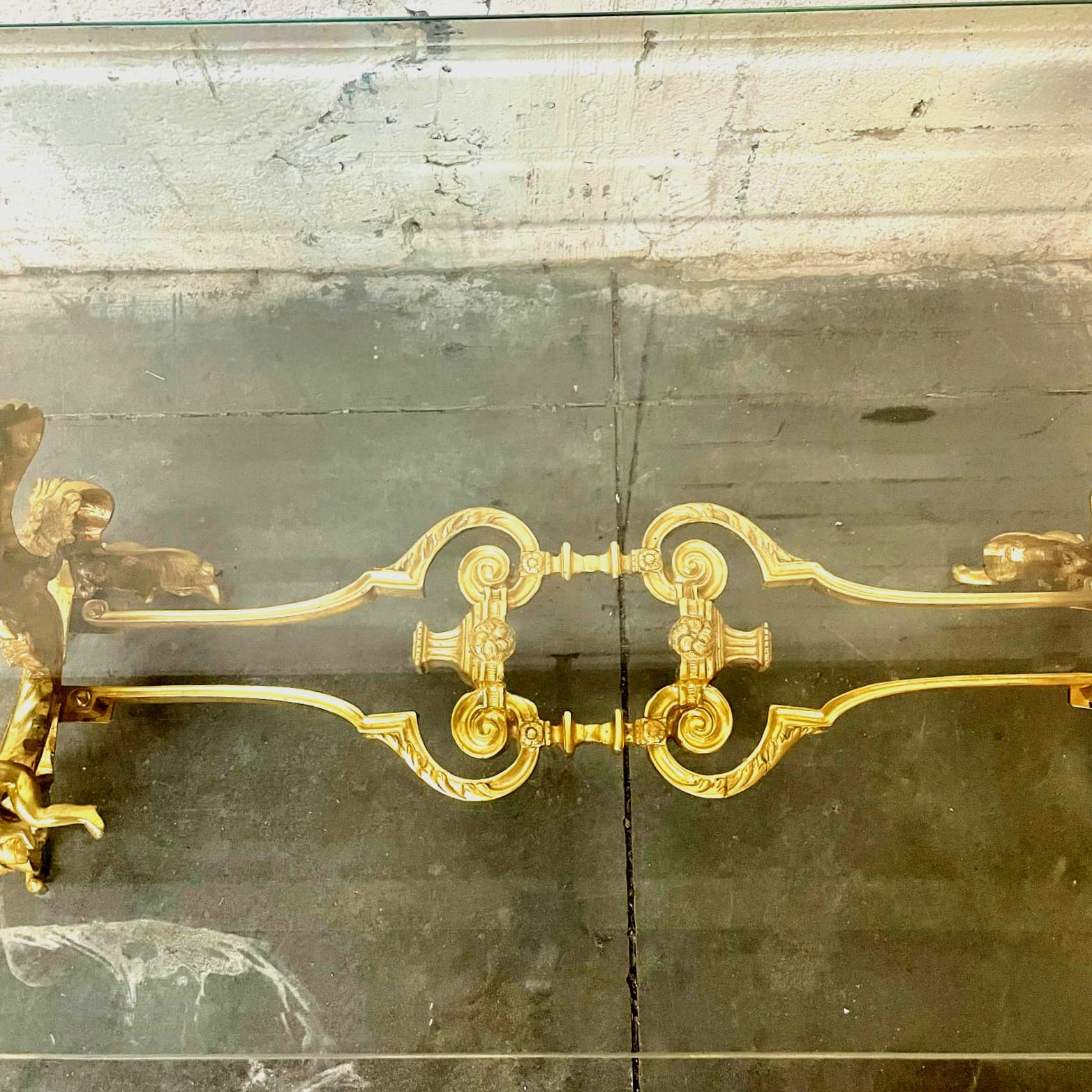 French Louis XVI Style Coffee Table – Glass Top, Gold Leaf Angel Carvings, Luxury Center Table