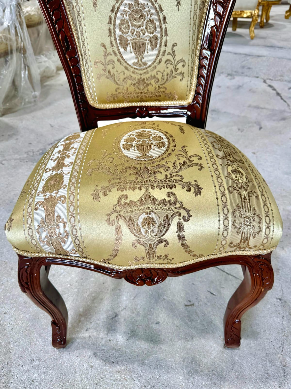French Rococo Copper Accent Chair with Gold Leaf Details – Elegant Baroque Vintage Statement Piece
