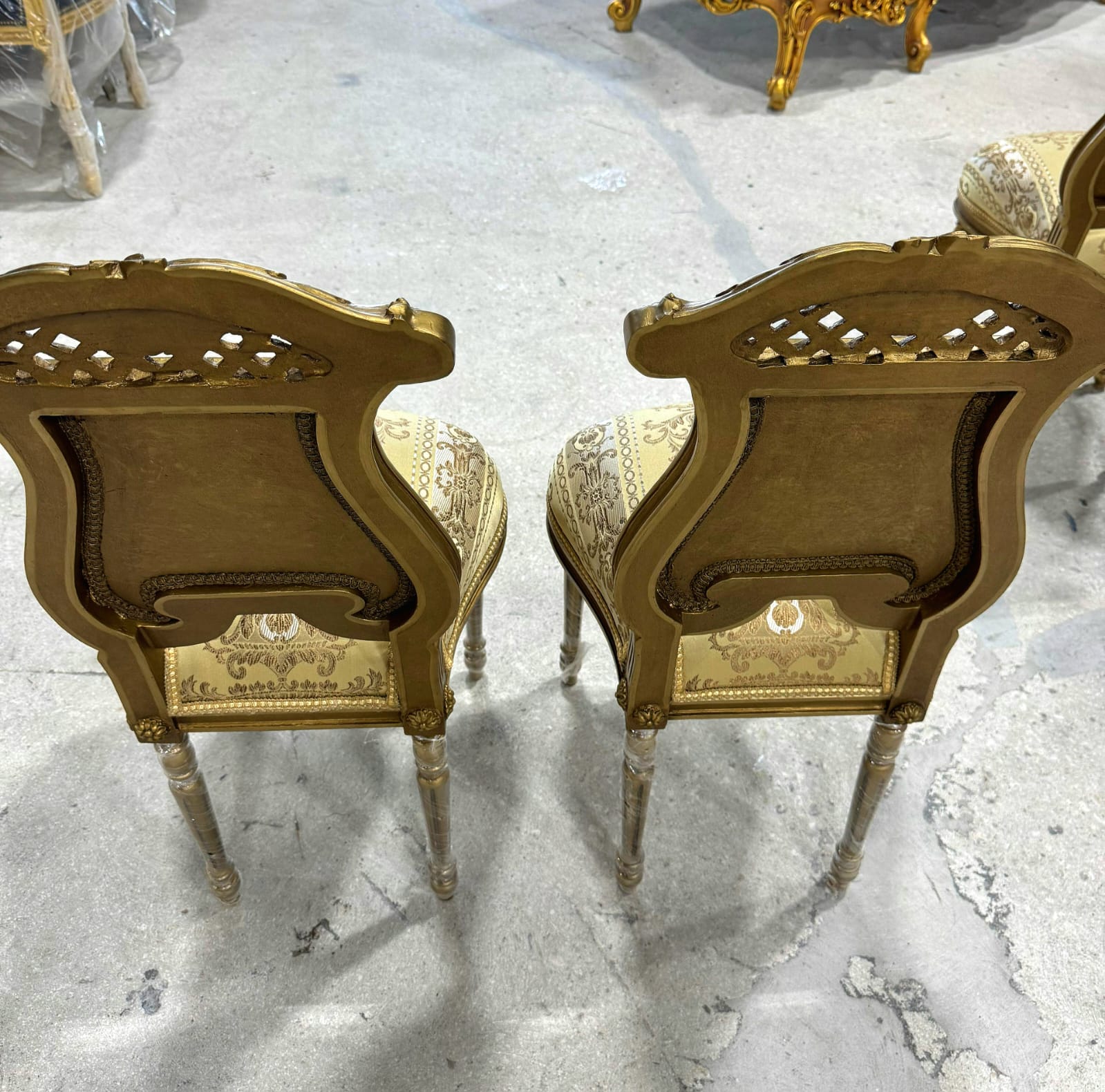 French Rococo Gold Accent Chair with Lady Portrait – Elegant Baroque Style Statement Piece