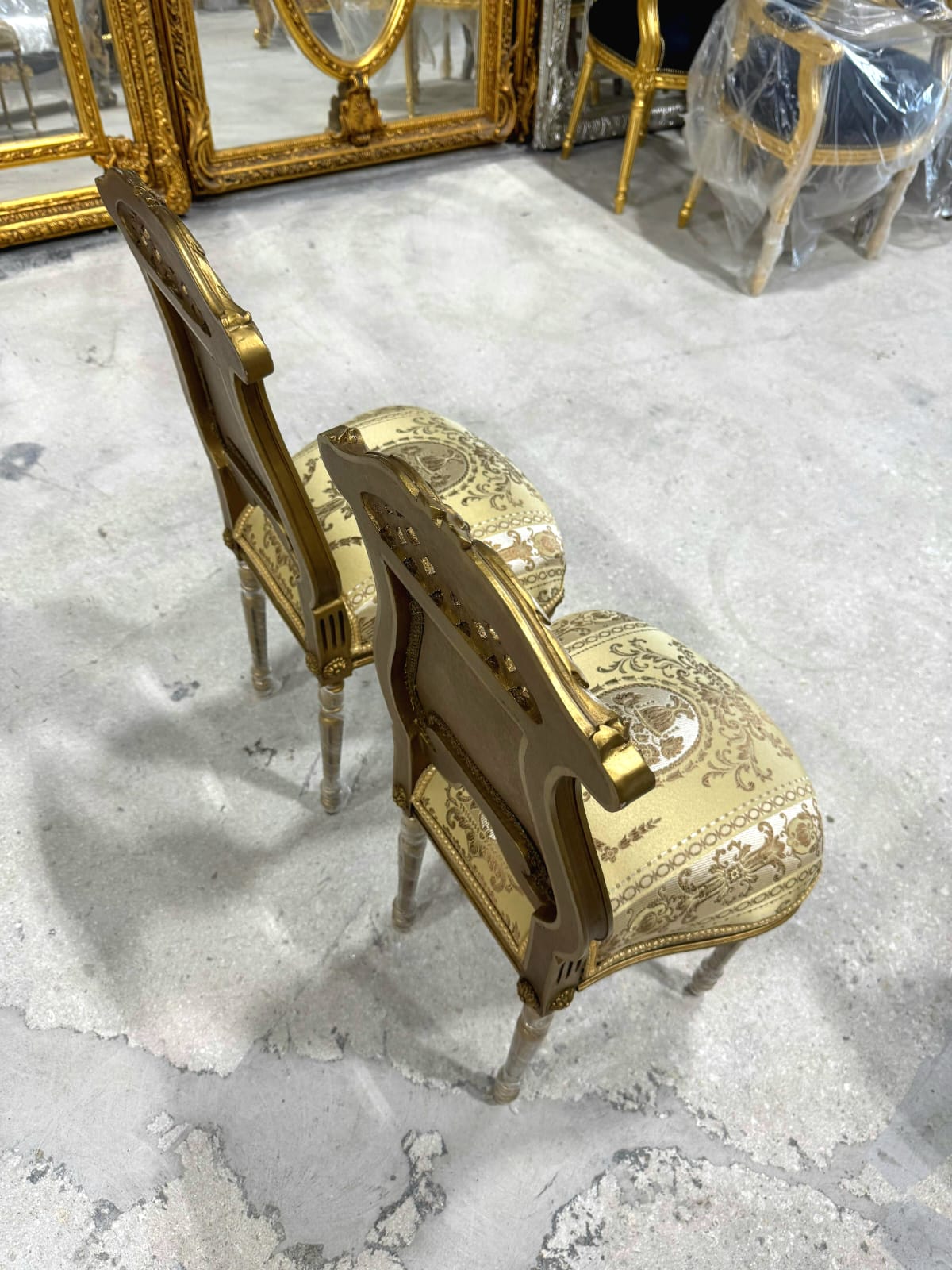 French Rococo Gold Accent Chair with Lady Portrait – Elegant Baroque Style Statement Piece