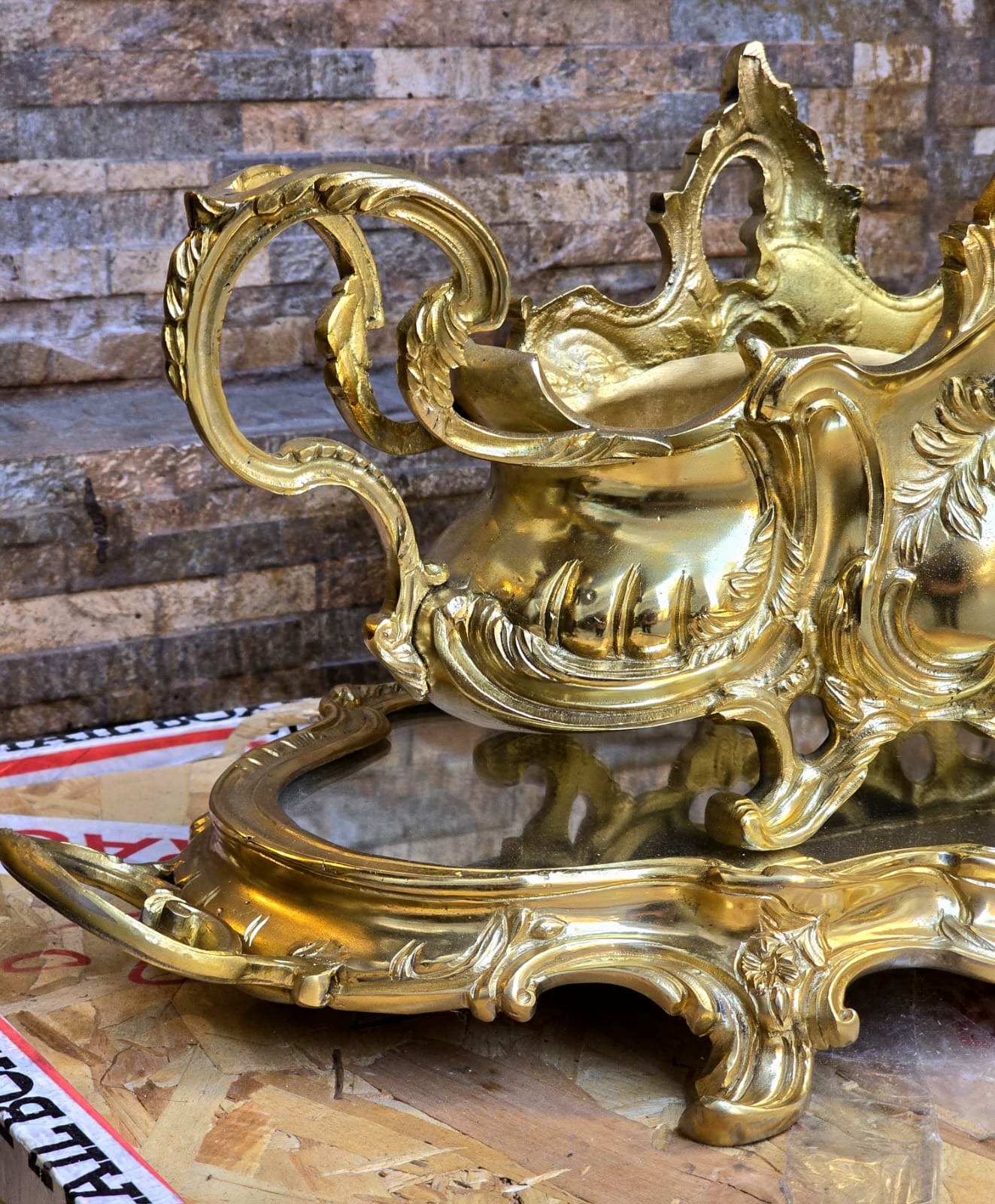 French Rococo Gold Centerpiece Bowl – Aladdin Style Bronze Vessel with Cherub Details