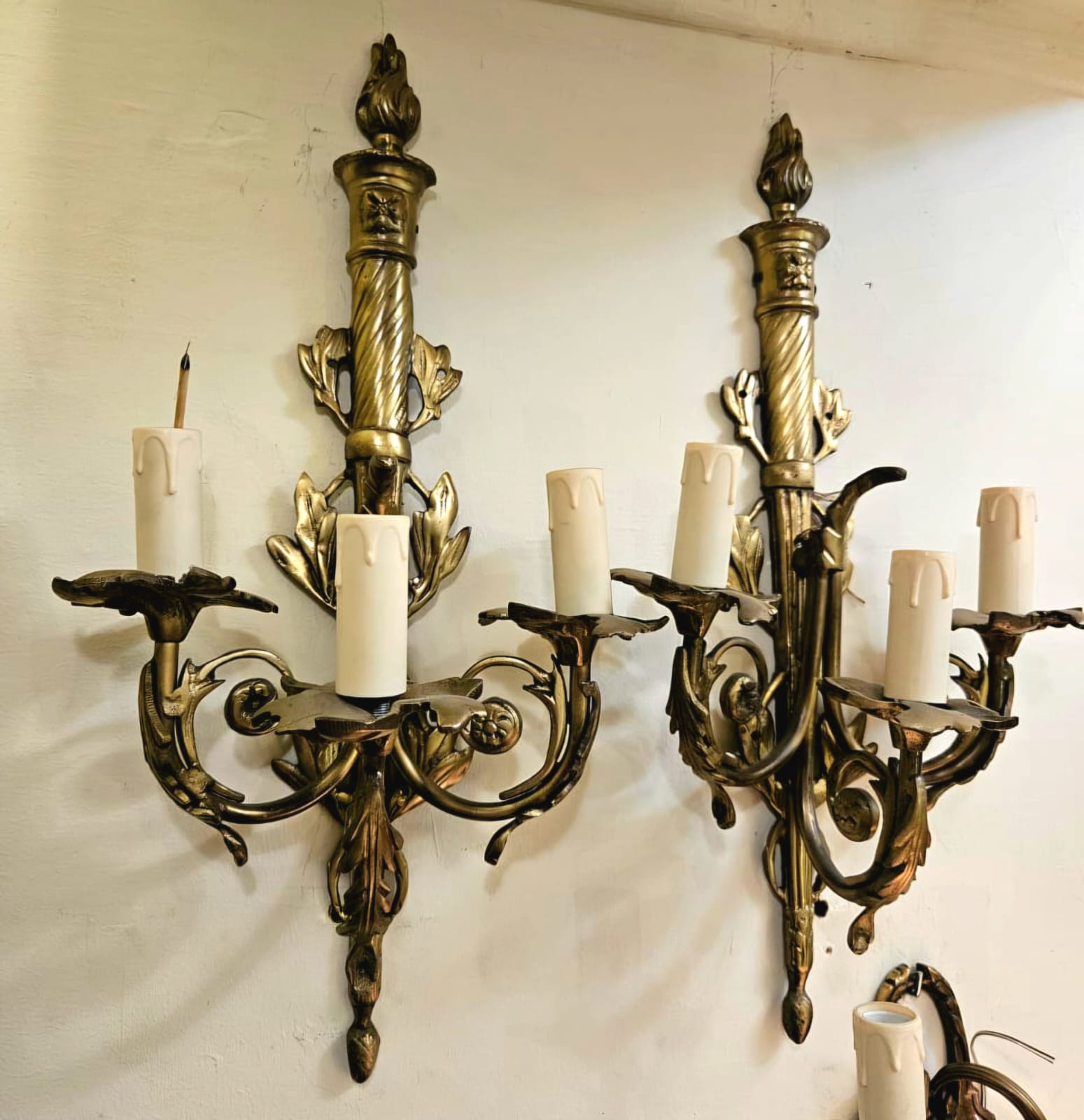 French Empire Bronze Wall Sconce – 4 Light Gilt Wall Candelabra